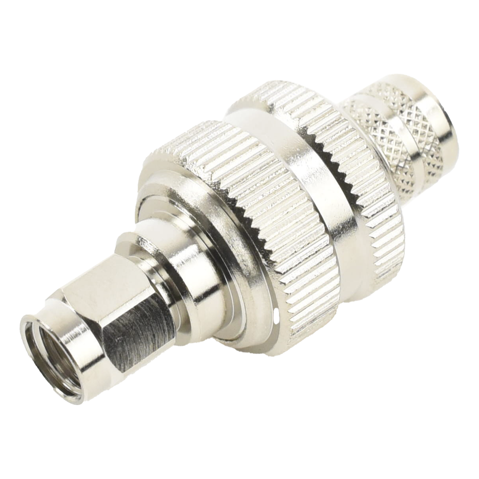 Conector SMA Macho Inverso / Anillo Plegable / Cables RG-8/U, LMR-400, Belden 9913 / Cuerpo Bronce Níquel / Contacto Oro / Aislante Teflón