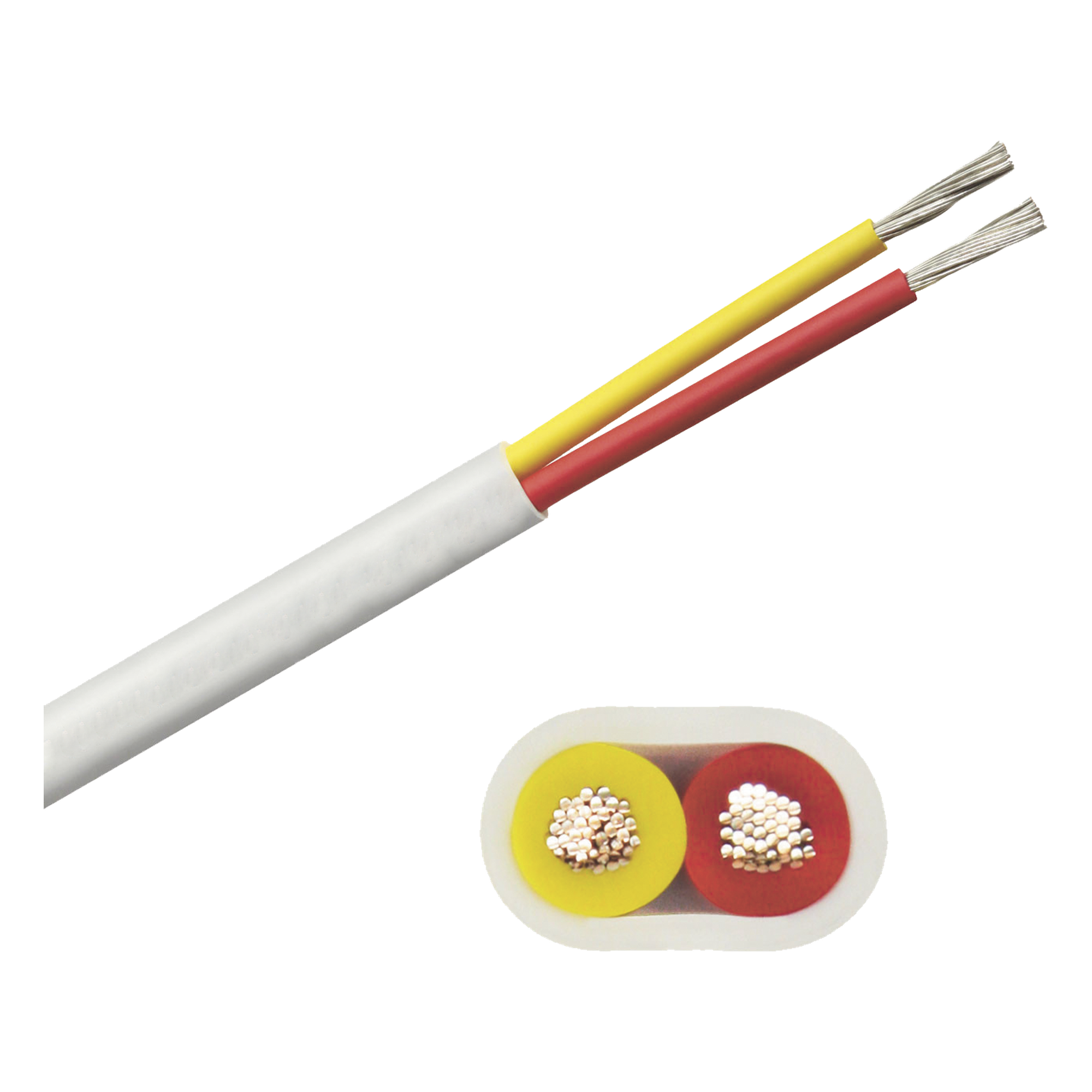 Rollo de cable plano grado marino calibre 14, de 2 conductores (rojo y amarillo) de 100 pies (30.48 m).
