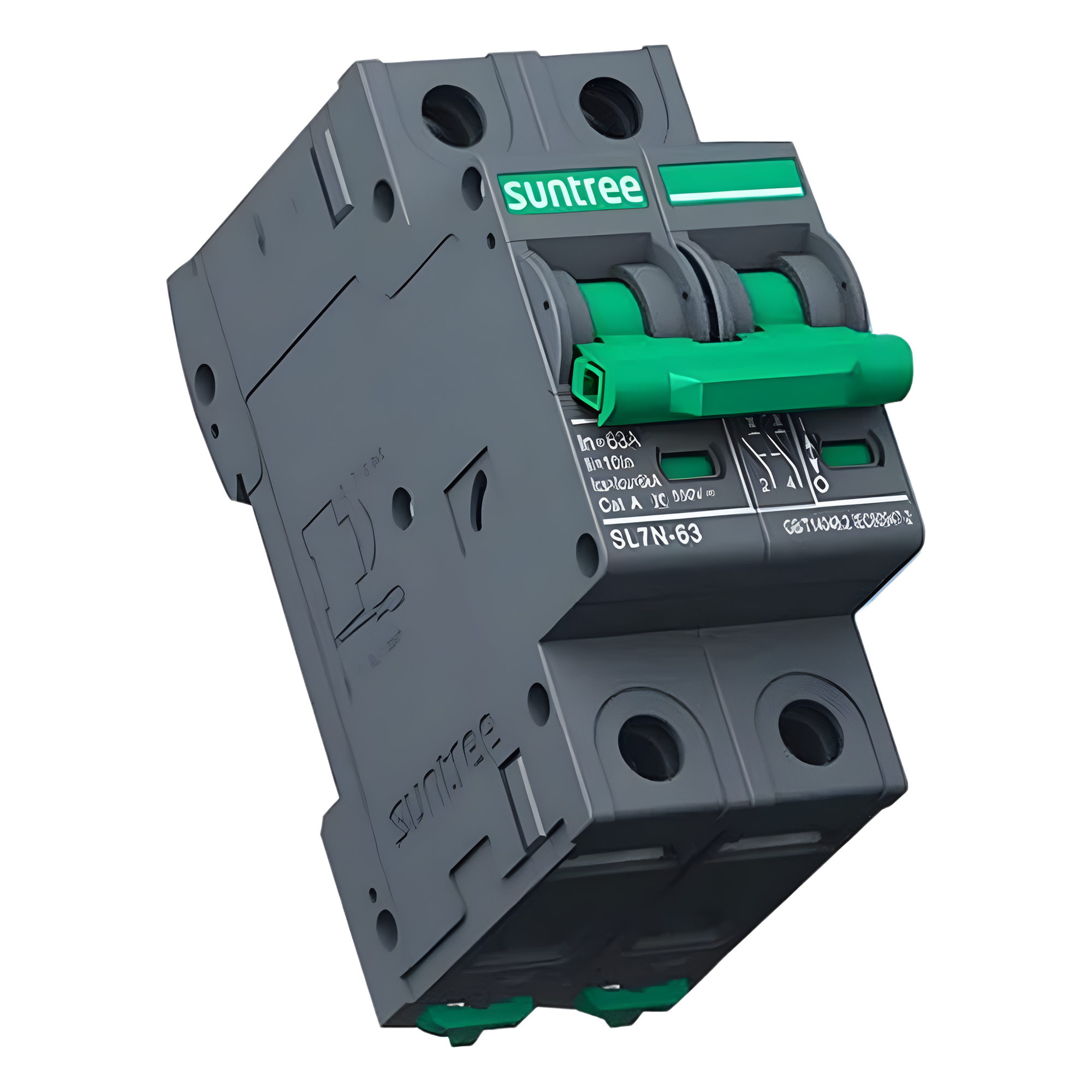 Interruptor Termomagnético DC / 2 Polos / 20 A / 800 Vcc / Curva C / 6 kA / Riel DIN — SUNTREE · SKU SL7N63C20/2P