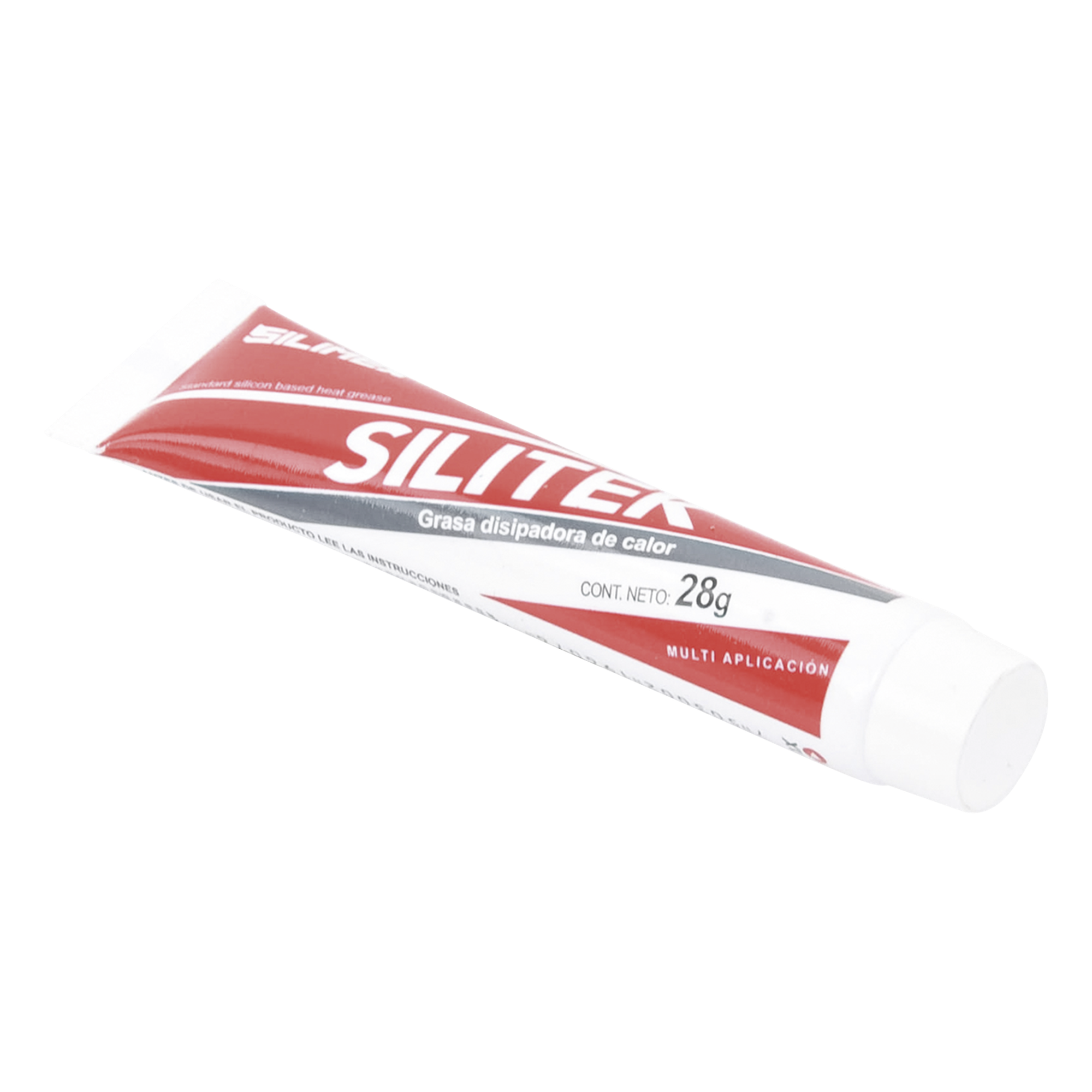 Pasta Térmica Aislante / Conductividad Térmica Alta / Rango -20 a 220°C / Protección Humedad y Corrosión / Tubo 28 grs / Aplicación Electrónica Exterior — SILIMEX · SKU SILITEK