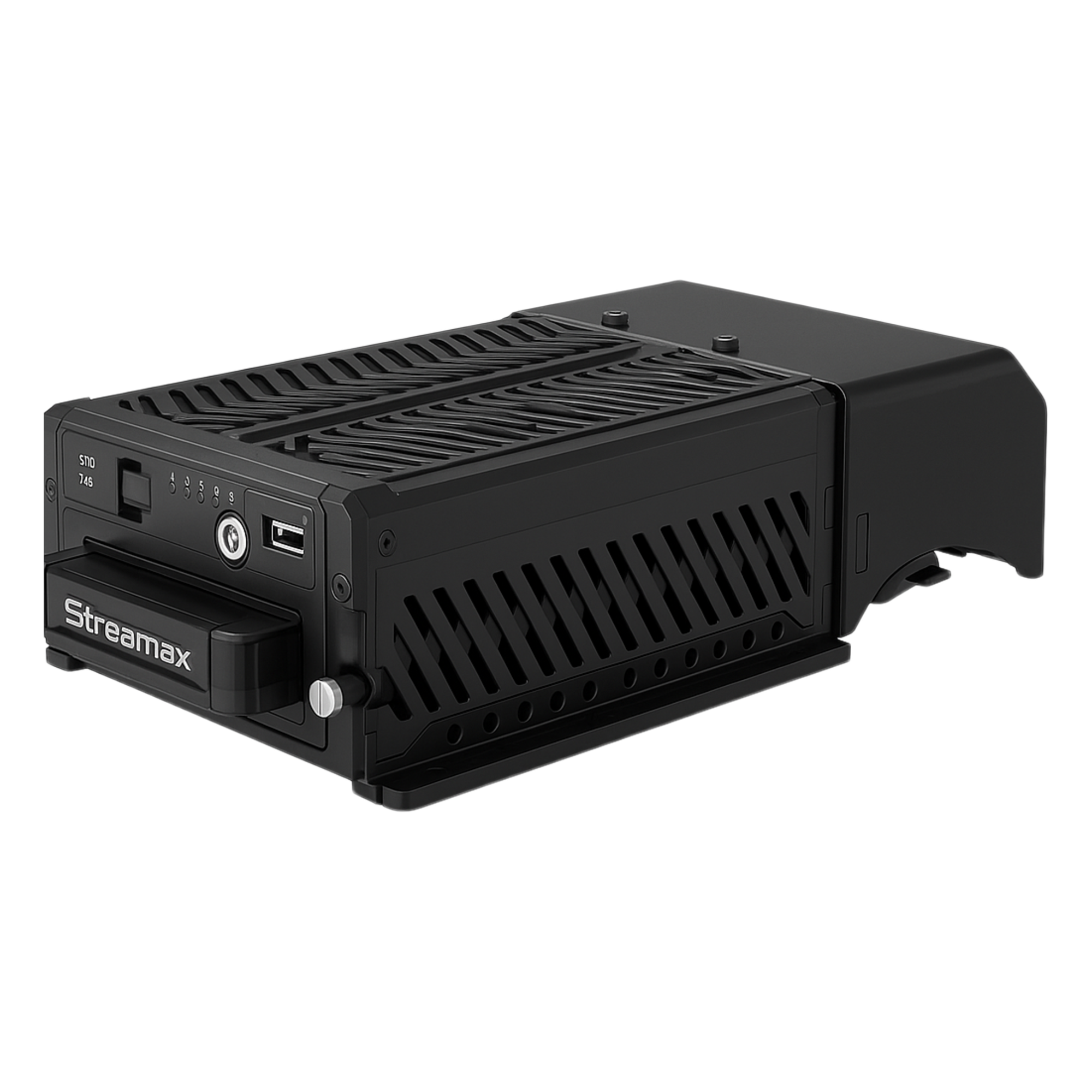 DVR Móvil / 8 Canales / 4 AHD 2 Megapixel + 4 IP / H.265 / HDD y SSD M.2 / 4G / WiFi / GPS / -40 a 70°C (-40 a 158°F) — STREAMAX · SKU XMRX3NPRO