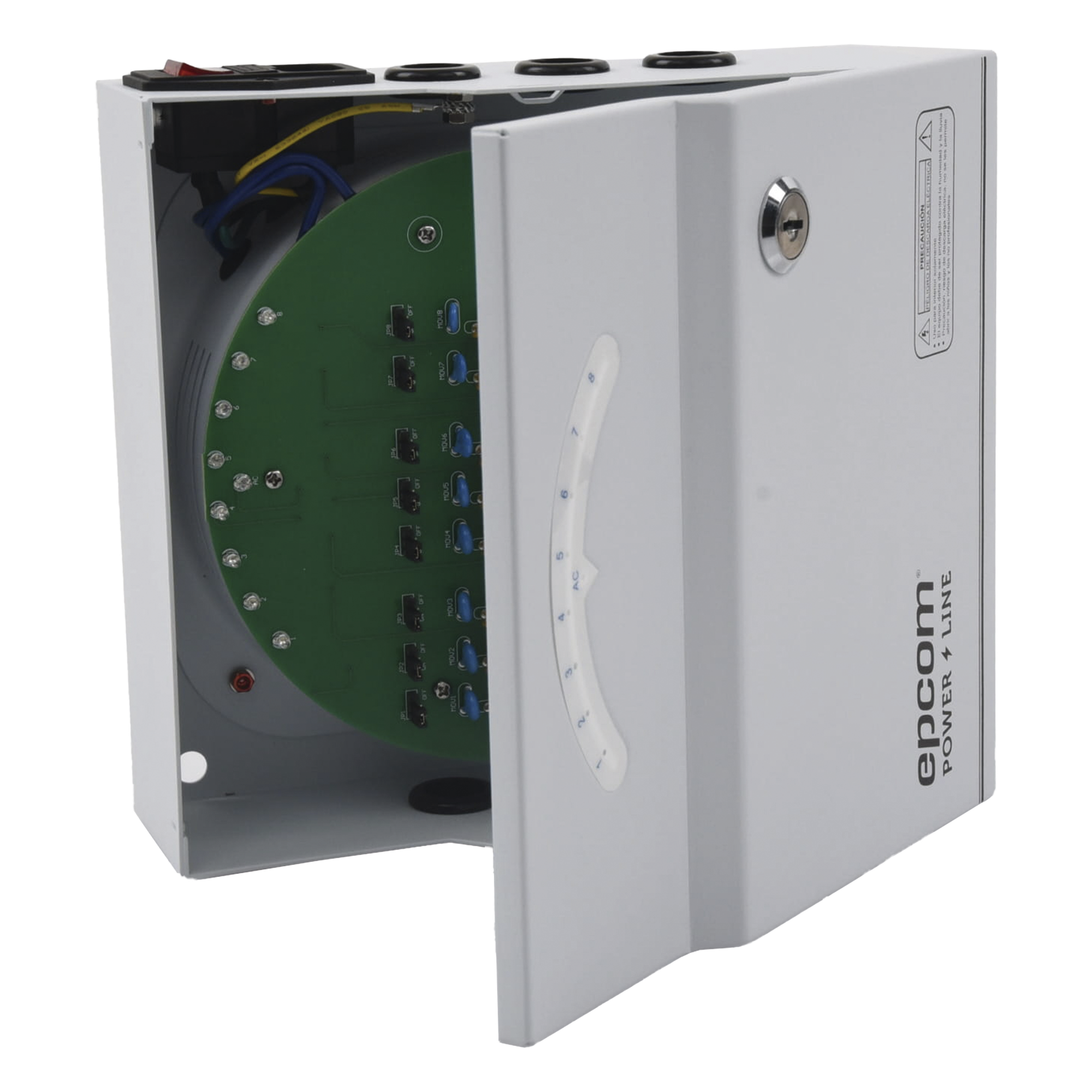 Fuente de Alimentación Profesional / 24 Vca / 8 A / 8 Canales / Protección 5 kA / Entrada 110 Vca — EPCOM POWERLINE · SKU PLK-24-AC-8A