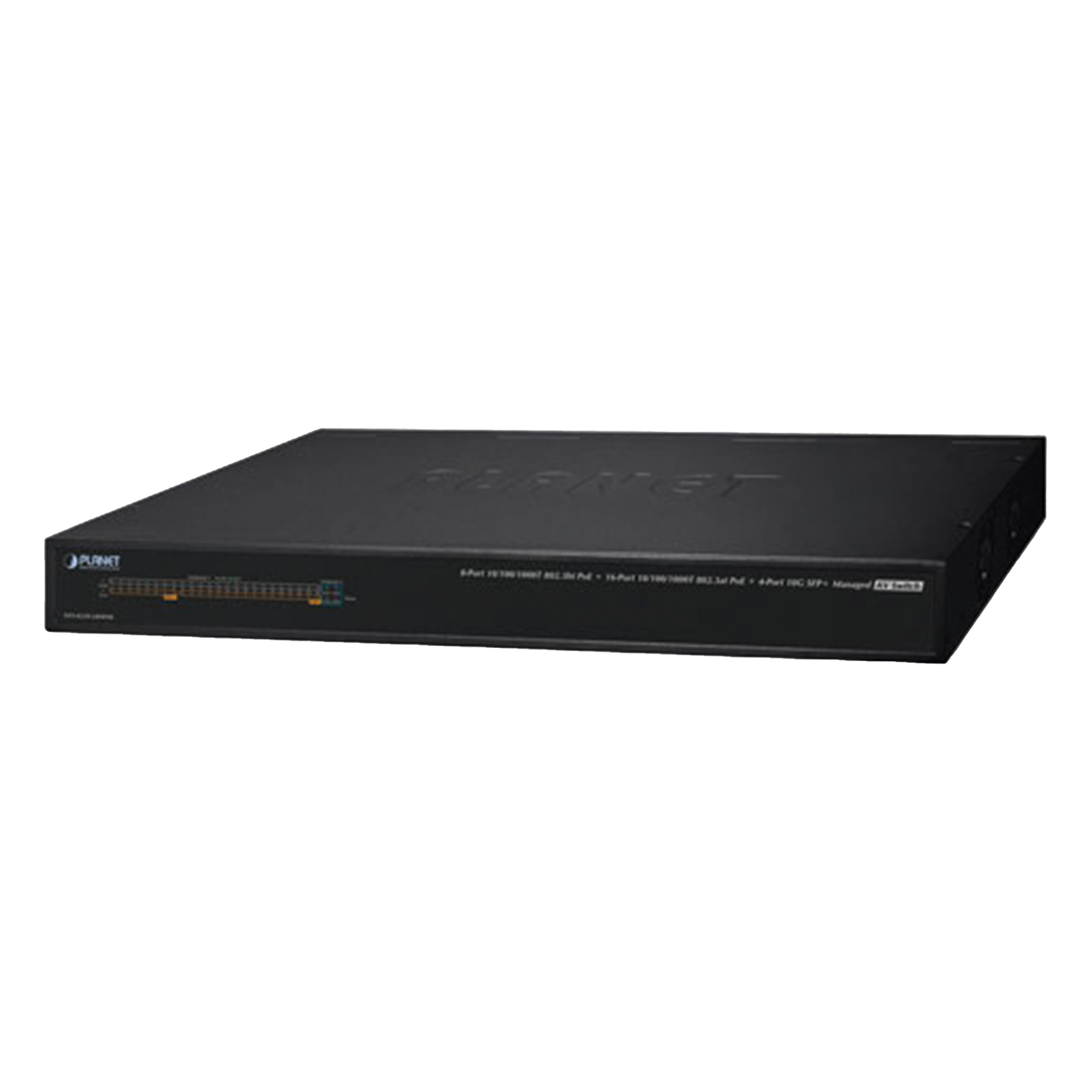 Switch AV Profesional / 24 Puertos PoE Gigabit / 8 PoE++ 95W / 16 PoE+ 32W / 4 SFP 10G / 480W / Sin Ventilador — PLANET · SKU AVS-4210-24HP4X
