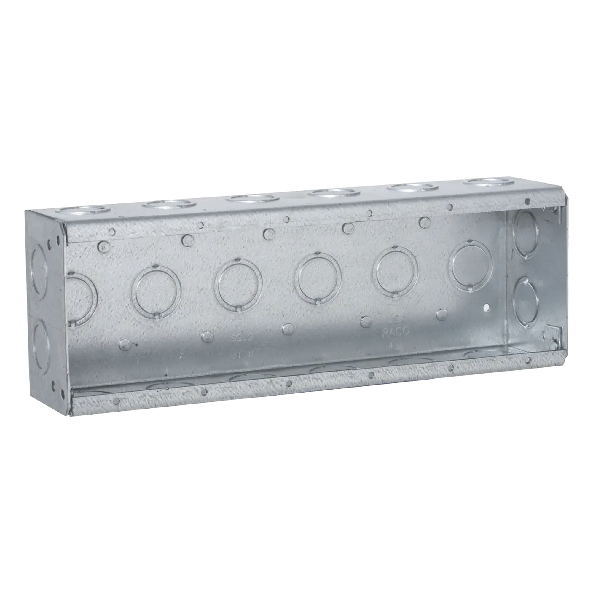 Caja Multigang de Acero / 6 Posiciones / Profundidad 2.5 in / 28 Entradas 1/2"-3/4" / Capacidad 95.3 cu. in / UL Listed — RACO · SKU HUB-960