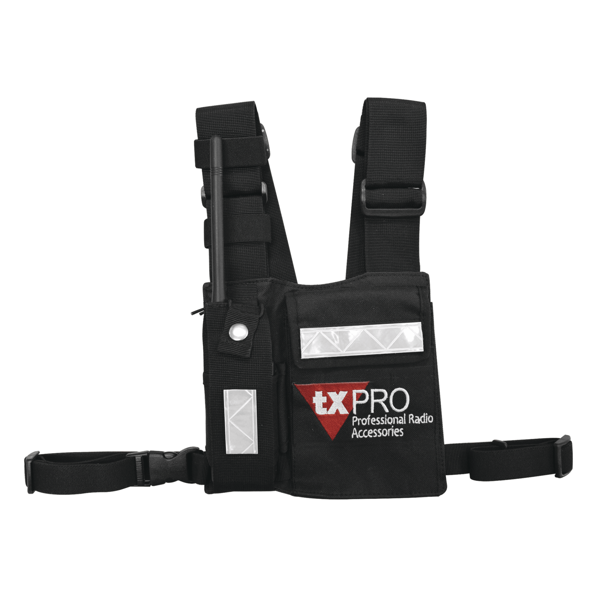 Pechera Táctica / Soporte Universal para Radio / Cinta Adherente de Seguridad / Sujeción para Bolígrafo / Uso en Exteriores — TXPRO · SKU CPP-TXP