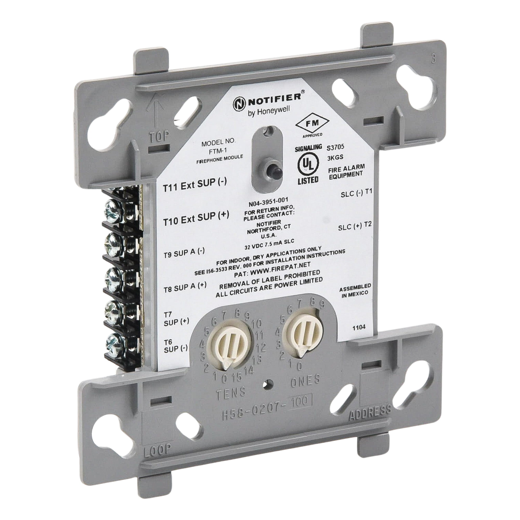 Módulo de Control Direccionable / Teléfono de Bomberos / 2 Circuitos Estilo Y/Z / FlashScan / Alimentación SLC 2 Hilos