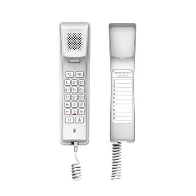 Teléfono IP profesional para Hotelería, montaje en pared,  teclado numérico estándar, conferencia de 3 vías, Opus y PoE.
