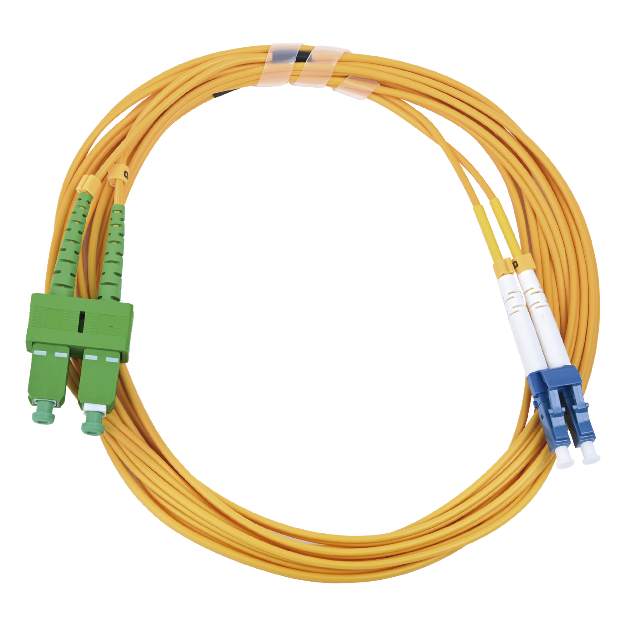 Jumper de Fibra Óptica / Monomodo 9/125 / LC/UPC-SC/APC / Dúplex / 2.0 mm PVC / 3 m (9.84 ft) / Amarillo — LINKEDPRO BY EPCOM · SKU LP-FO-D-LCU-SCA-03