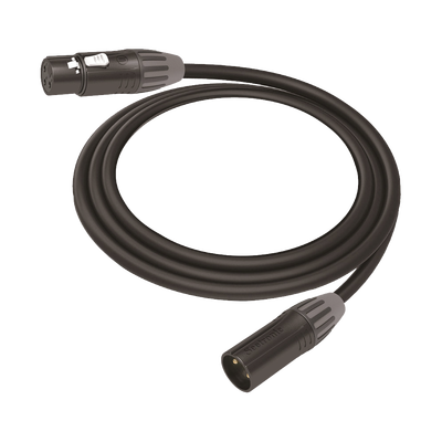 Cable XLR | 3 polos | Conector Hembra-Macho | Serie M | Carcasa Negra | Contactos Dorados | Ideal para Microfonía | Longitud 10m — COSMICONN · SKU CMC-MF3-MM3-L-10M