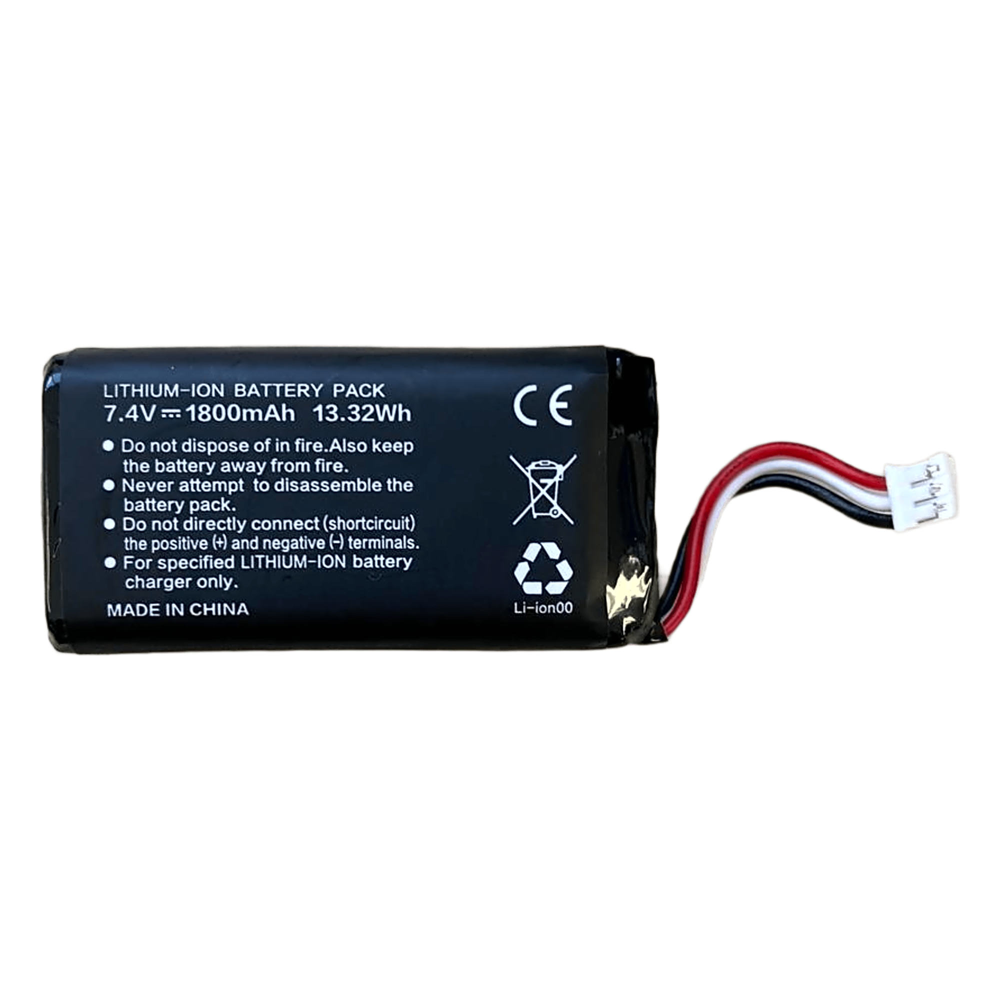 Batería Li-Ion / 7.4V / 1800 mAh / 6 x 1.5 x 3 cm / 0.2 x 0.5 x 1 ft / 100g