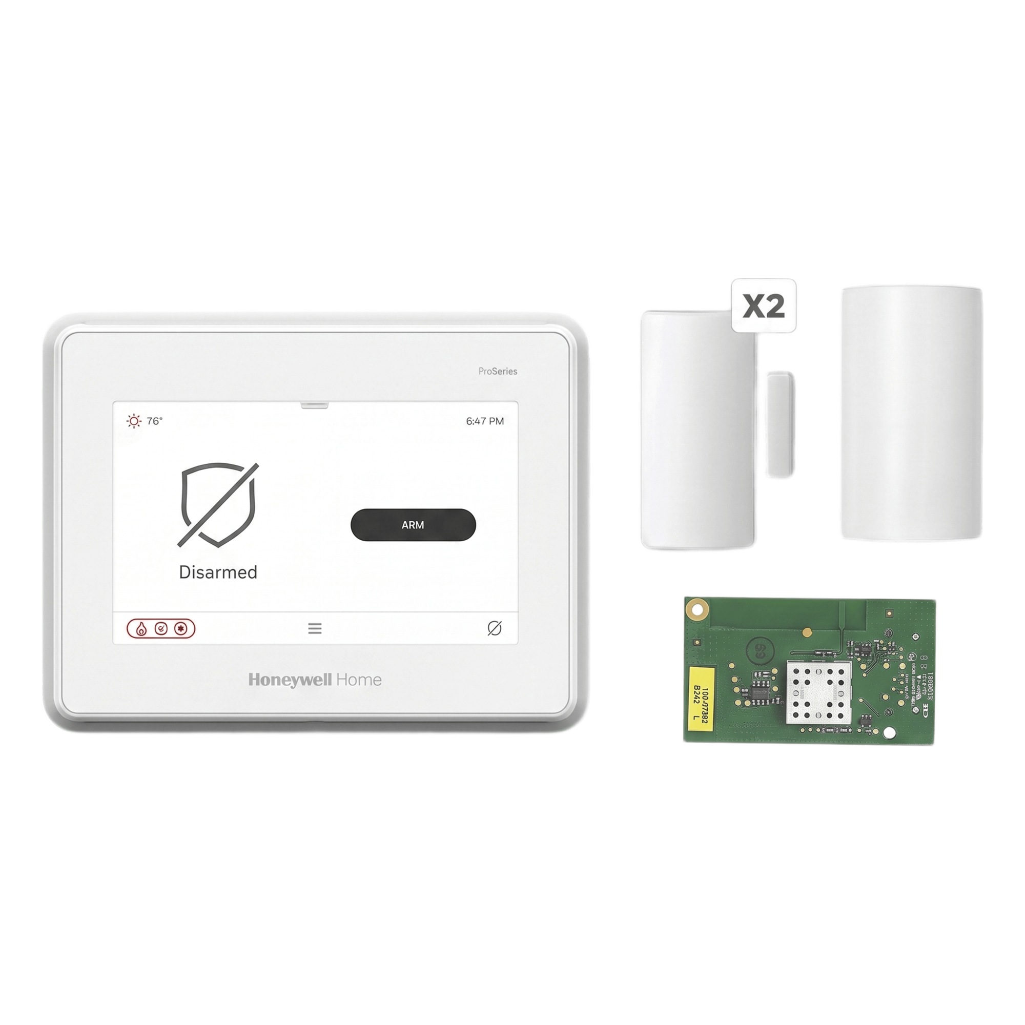 Kit de Alarma / Panel Táctil 7 Pulgadas / 250 Zonas / WiFi y Z-Wave Plus / PIR 12 x 17 m (39.4 x 55.8 ft) / 2 Contactos Magnéticos / Sirena 85 dB — HONEYWELL HOME RESIDEO · SKU PROA7FAWPM