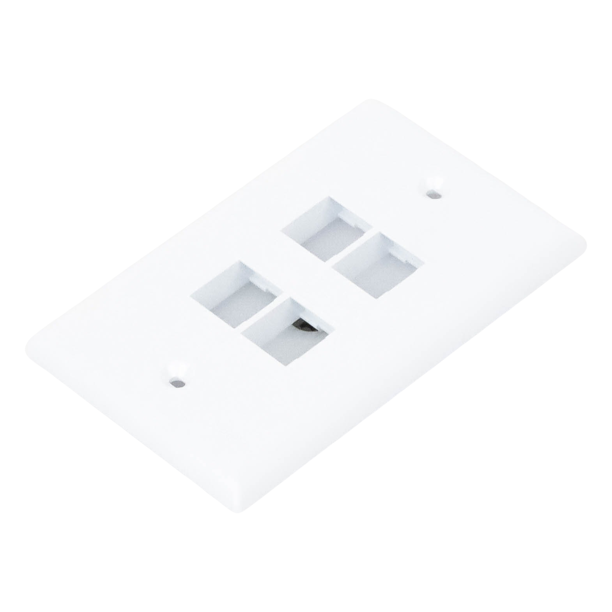 Placa de Pared Vertical / 4 Puertos Keystone / Montaje Vertical / 69.8 x 114.3 mm / 2.75 x 4.5 pulg. / ABS / Blanco