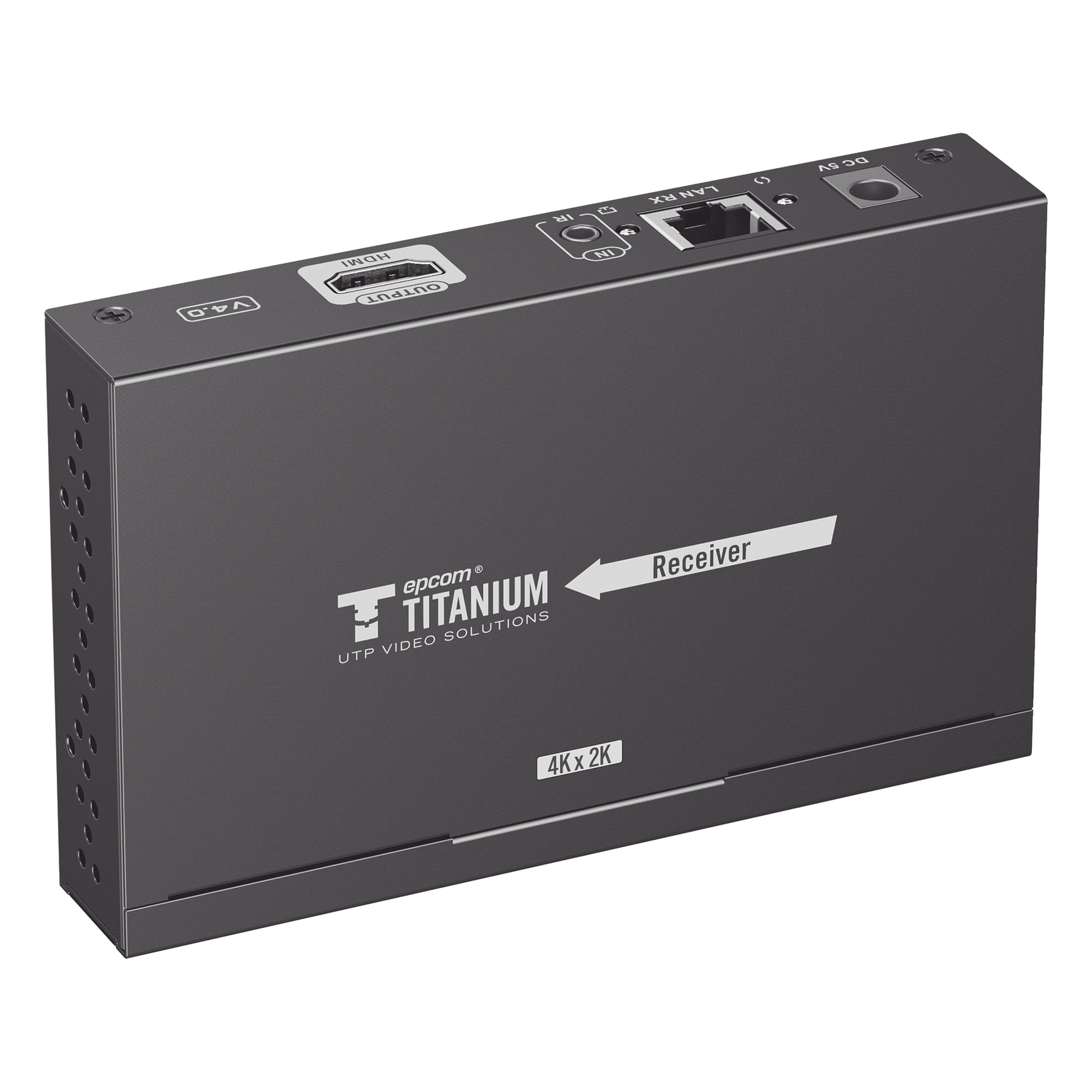 Receptor HDMI IP / 4K@30Hz / 1080p@60Hz / Alcance 120 m (393.7 ft) / Cat6/6a / Control IR / Switch IGMP — EPCOM TITANIUM · SKU TT-683-MATRIX-4.0-RX