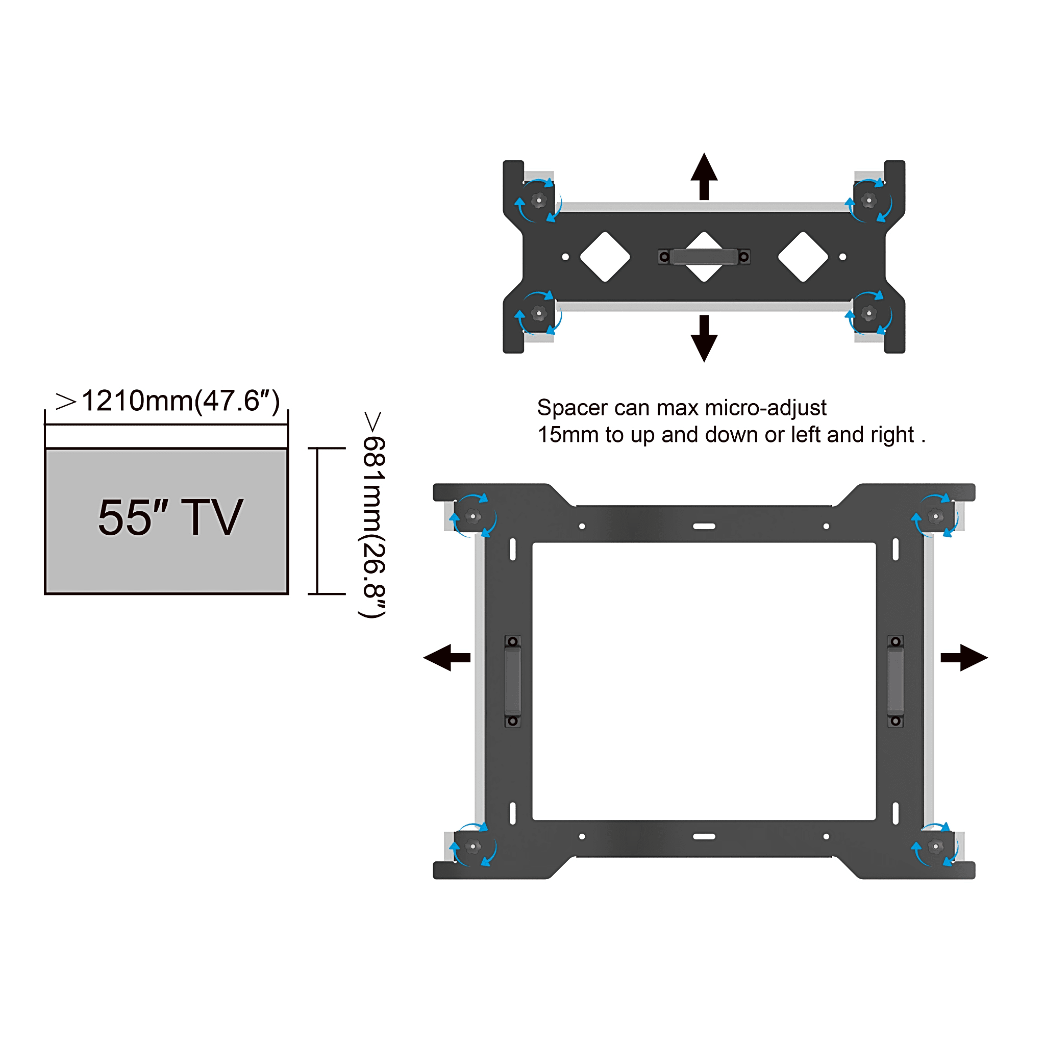 Espaciador  Para Montaje De Videowall en Pared |Compatible con Pantallas de 55"  