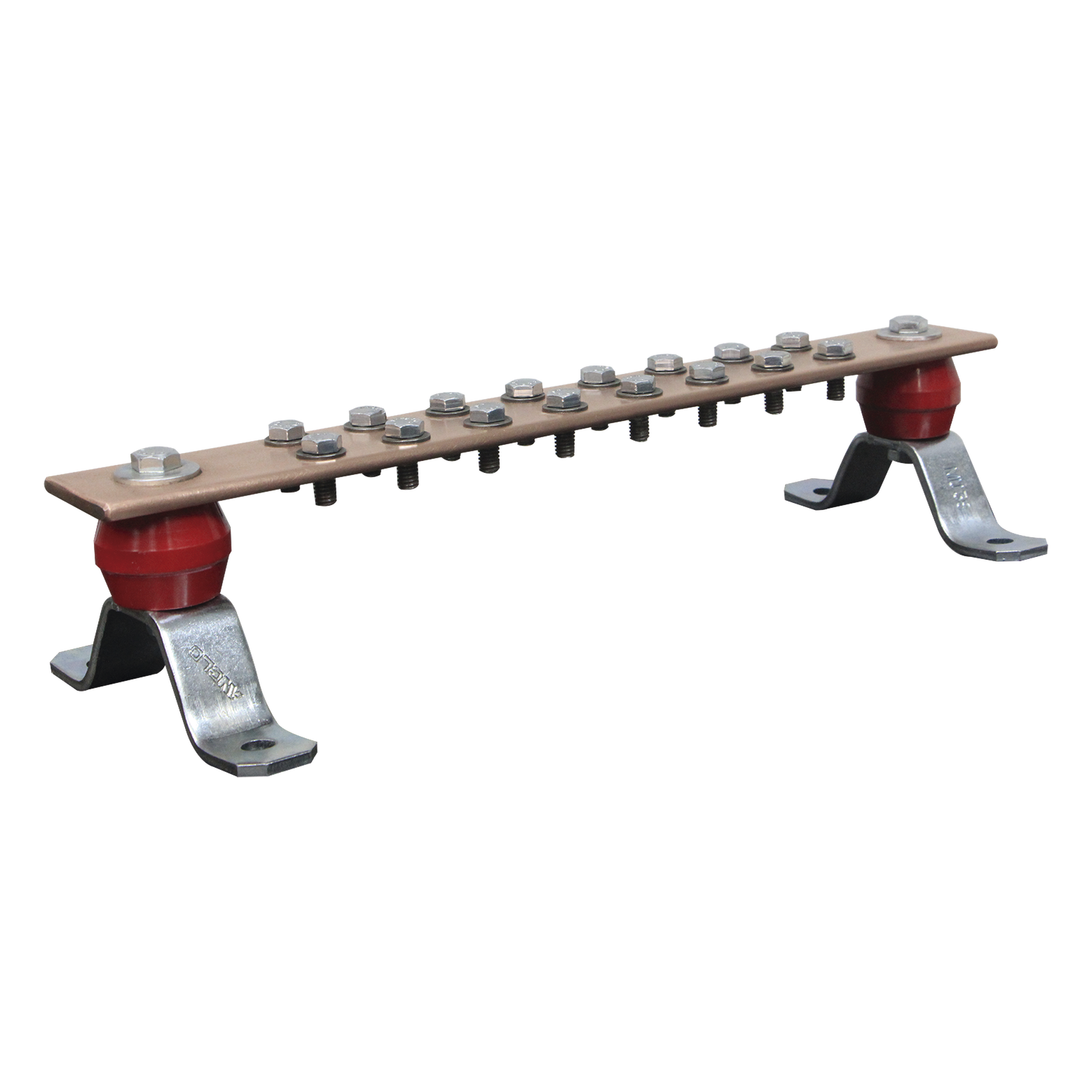 Barra de Unión de Cobre / 16 Contactos / 2" x 15-1/4" x 1/4" (50.8 x 387.35 x 6.35 mm) / Ampacidad 2649 A / Acero Inoxidable — TOTAL GROUND · SKU TG-BPS-240