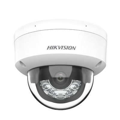 [Dual Light] Domo IP 8 Megapixel (4K) / Lente 2.8 mm / 30 mts IR + 30 mts Luz Blanca / Micrófono Integrado / Antivandálico IK08 / ACUSENSE Lite / Exterior IP67 / H.265 / PoE / Micro SD