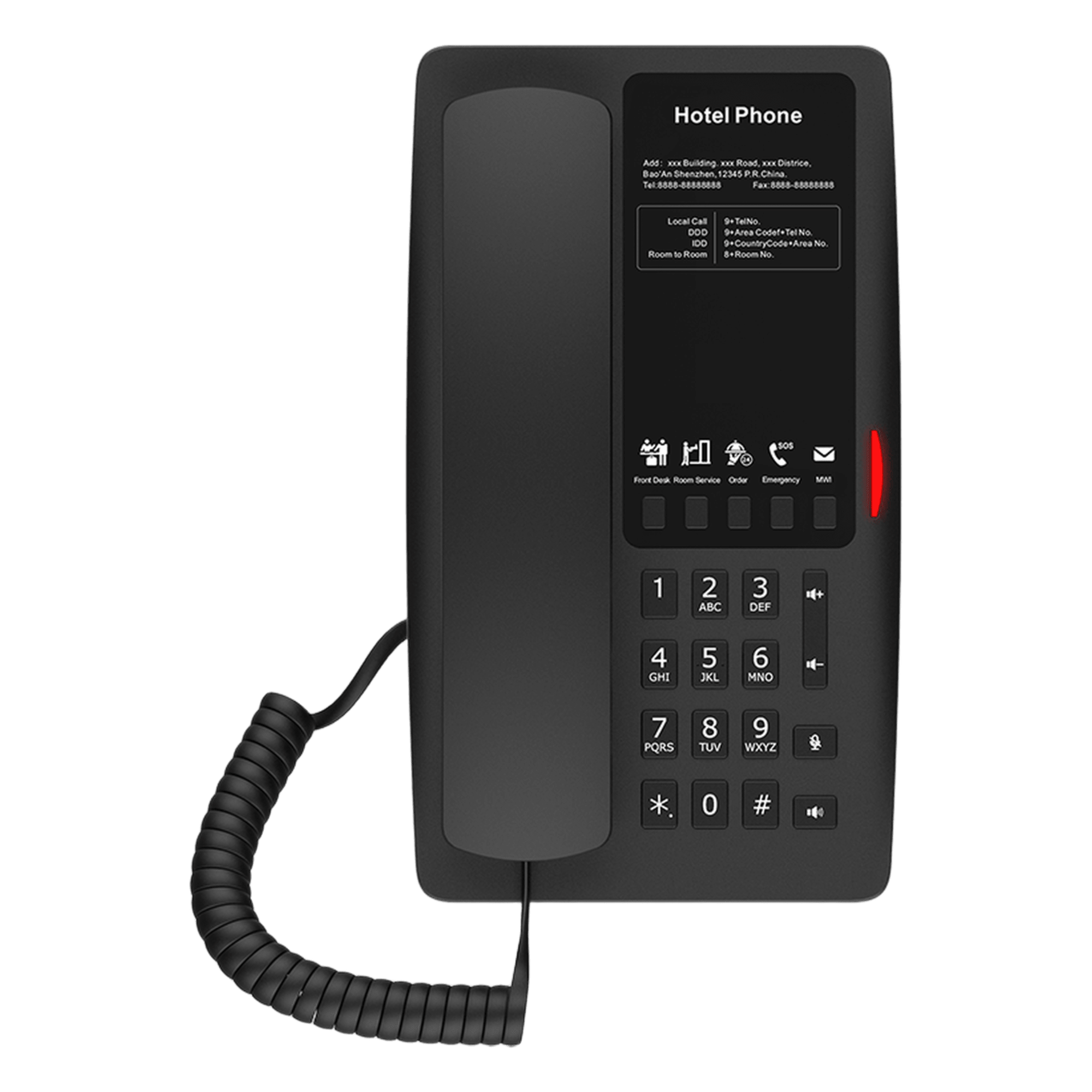 Teléfono IP Hotelero / 2 Líneas SIP / 5 Teclas Programables / Audio HD Manos Libres / PoE 802.3af / Puerto USB-A de Carga / Ethernet 10/100 Mbps — FANVIL · SKU H4B