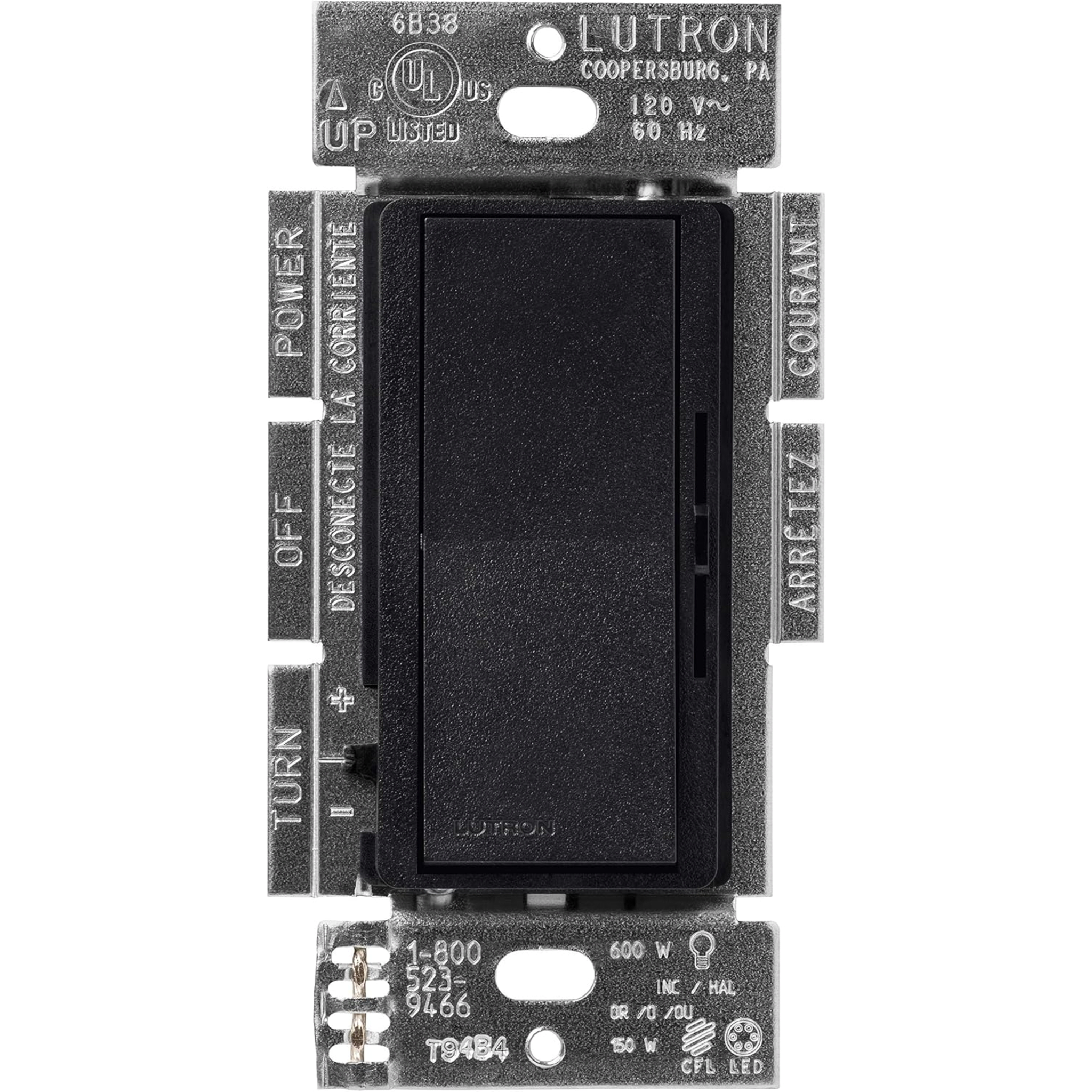 Atenuador de Pared / 150 Niveles de Luz / LED/CFL 150 W / Incandescente/Halógena 600 W / Un Polo o 3 Vías / 120 V CA / Color Medianoche — LUTRON ELECTRONICS · SKU DVSCCL153PMN