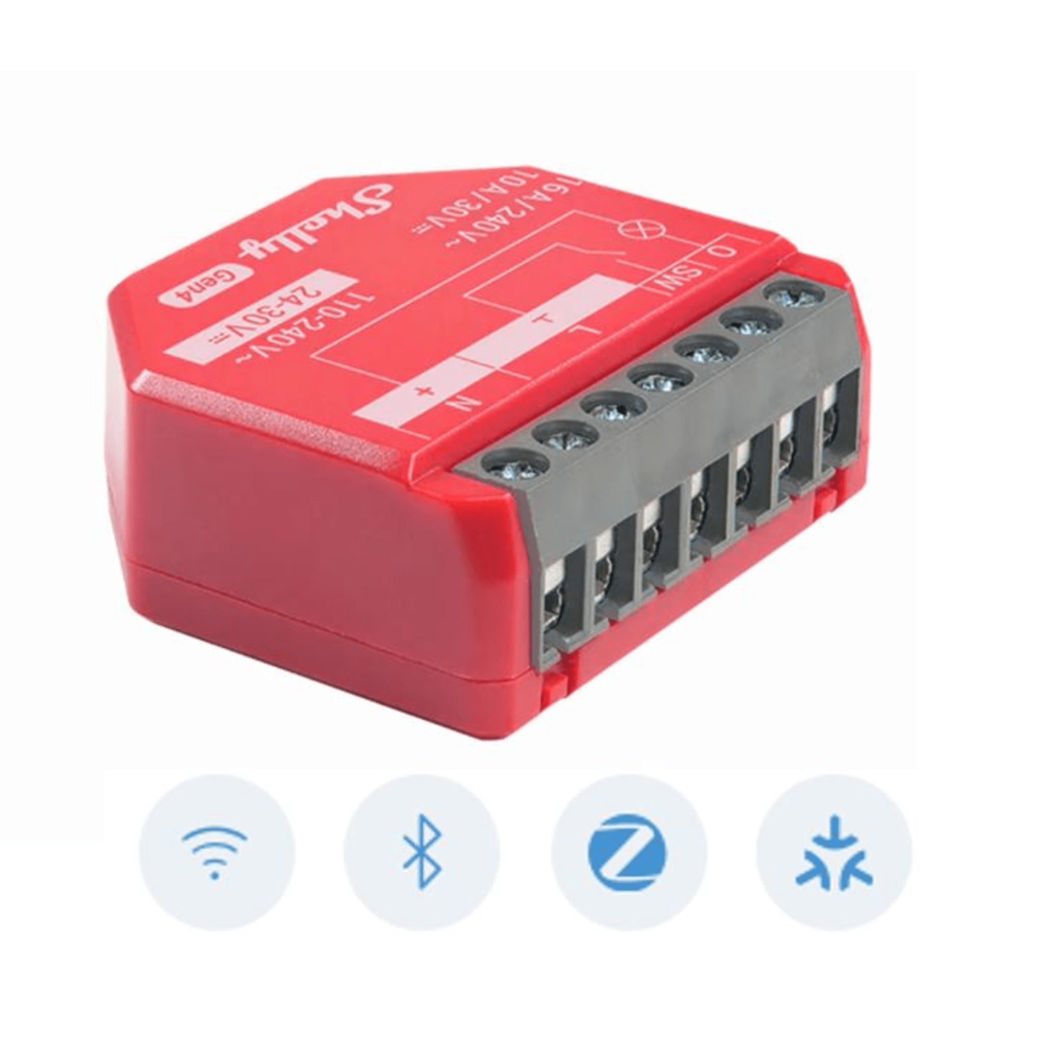 Relevador Inteligente / 16A / Medición de Consumo AC / Wi-Fi 2.4 GHz y Bluetooth / 110-240V / Sin Hub — SHELLY · SKU SHELLY1PMGEN4