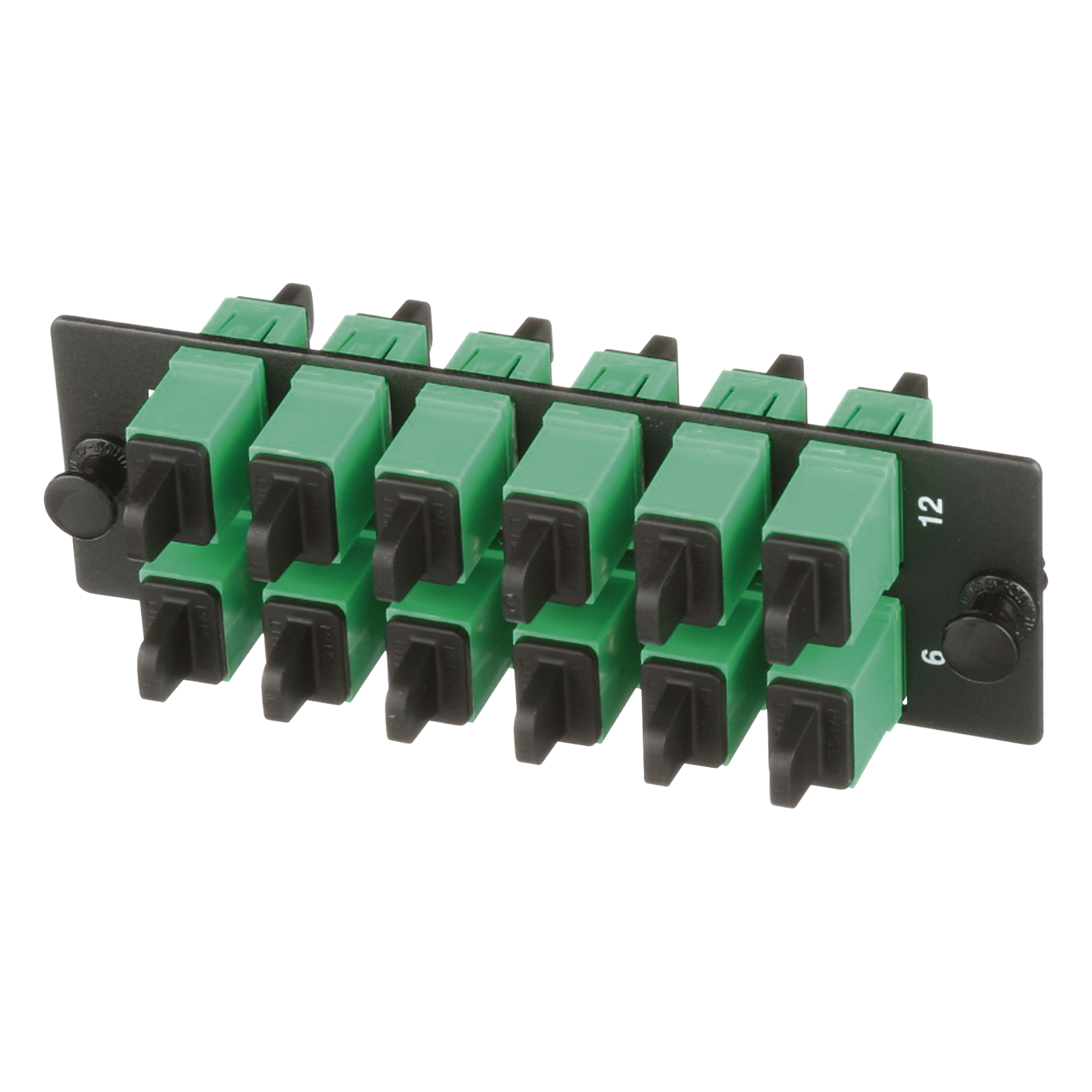 Placa Acopladora de Fibra Óptica / 12 Conectores SC/APC / Monomodo OS1/OS2 / Color Verde / Cerámica Zirconia — PANDUIT · SKU FAP12WAGSCZ
