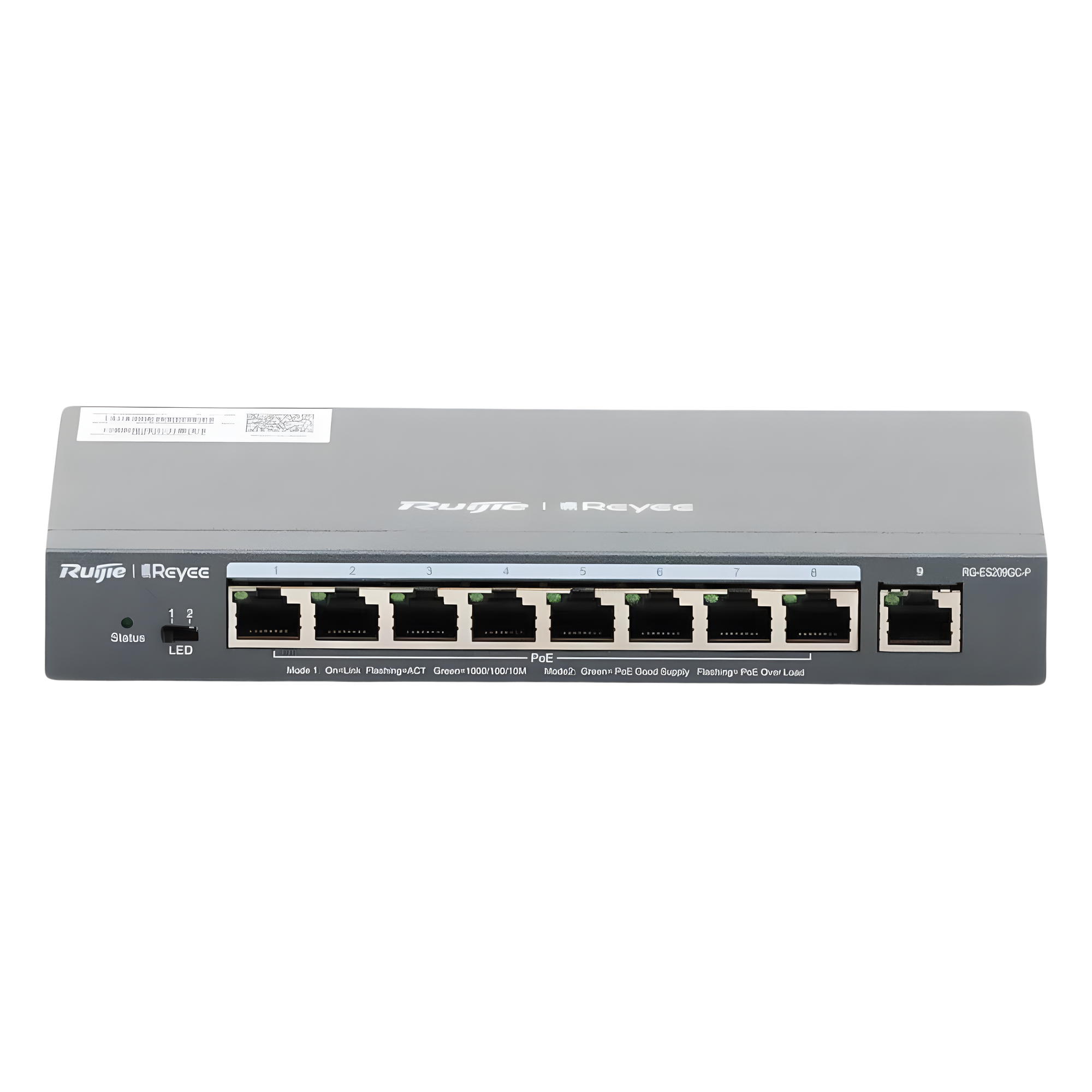 Switch Administrable PoE+ / 9 Puertos Gigabit / 8 Puertos PoE+ 802.3af/at / 120 W / Alcance Extendido 250 m (820.2 ft) / Sin Ventilador