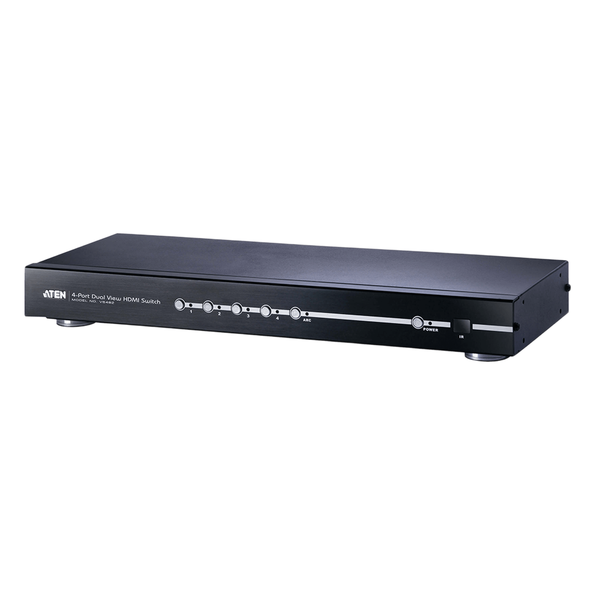 Switch HDMI / 4 Entradas / 2 Salidas / 3D y ARC / 15 m (49 ft) / 6.75 Gbps / Montaje en Rack — ATEN · SKU VS482