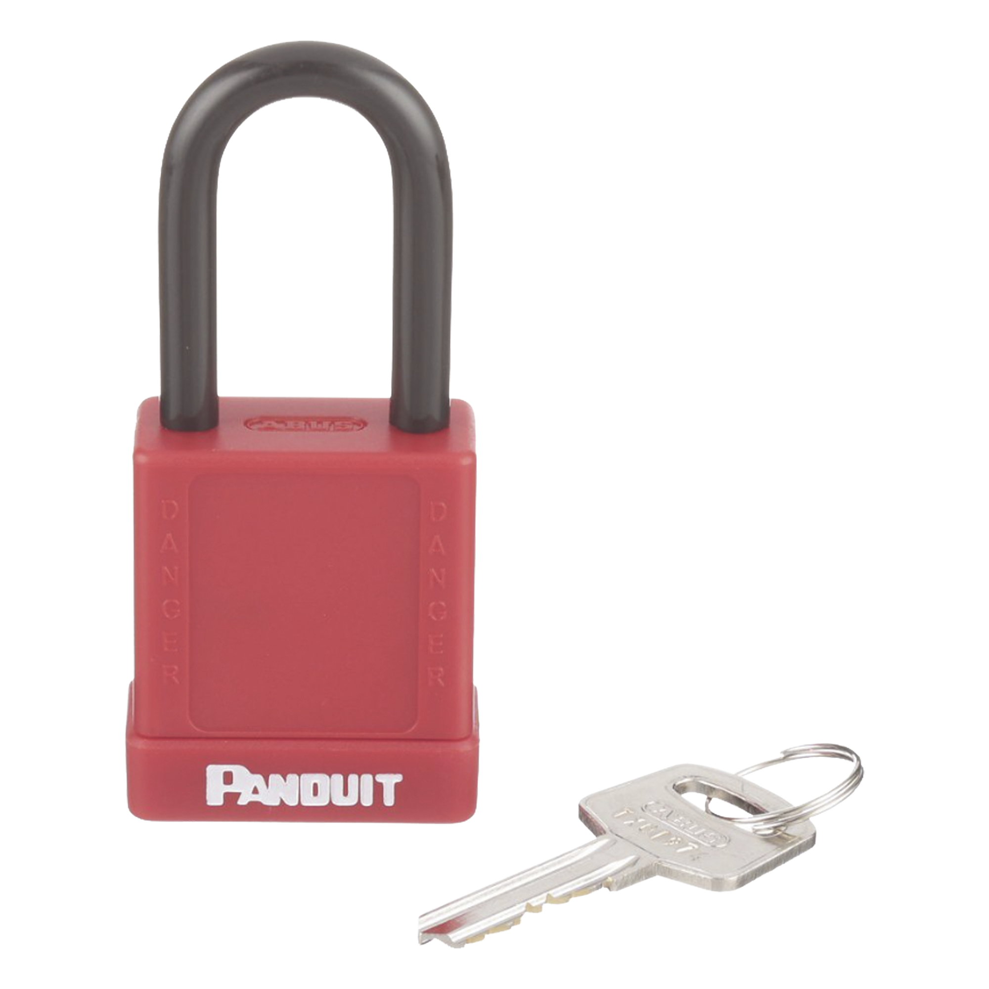 Candado de Bloqueo LOTO / Llave Única / Dieléctrico / Grillete Acero 38.1 mm / Cuerpo Aluminio 45x20x40 mm / Color Rojo — PANDUIT · SKU PSL-8