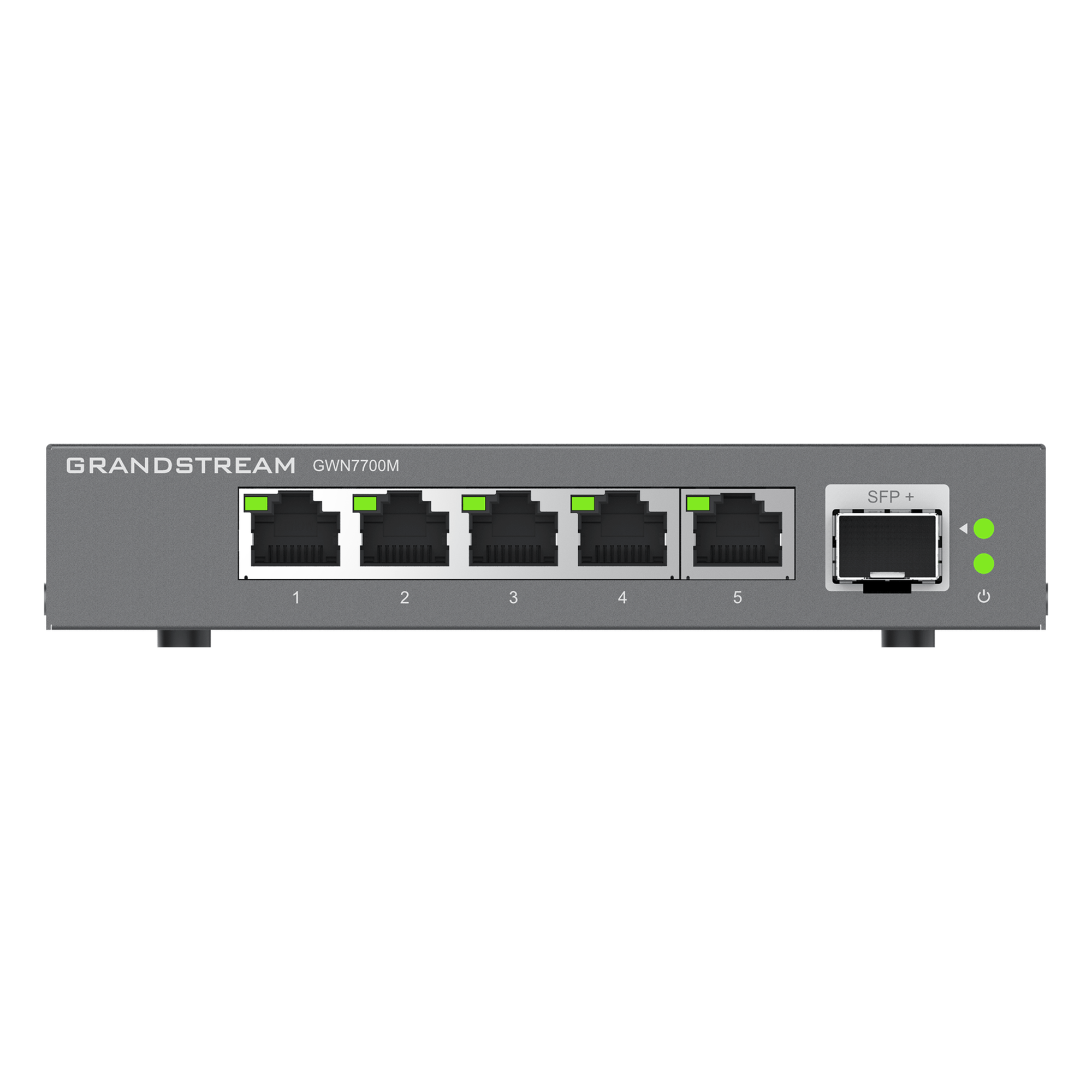 Switches de red Multi-Gigabit de 2.5G No Administrable / 5 Puertos RJ45 de 100/1000/2500Mbps / 1 puerto de fibra SFP+ — GRANDSTREAM · SKU GWN7700M
