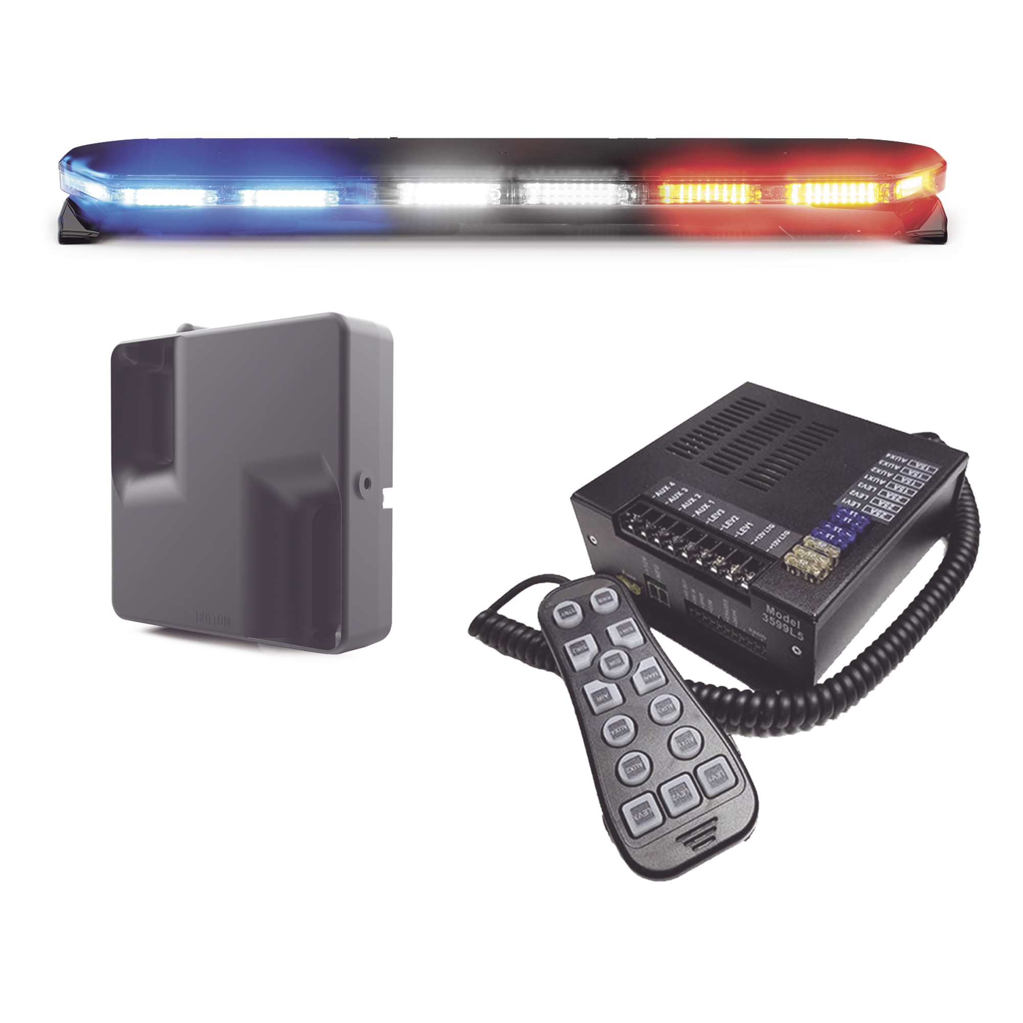 Torreta LED / 300 LEDs / Dual Color / 47 Pulgadas / 31 Patrones / 12-24 VDC / Perfil 1.6 Pulgadas — ECCO · SKU 16TR47KIT300C
