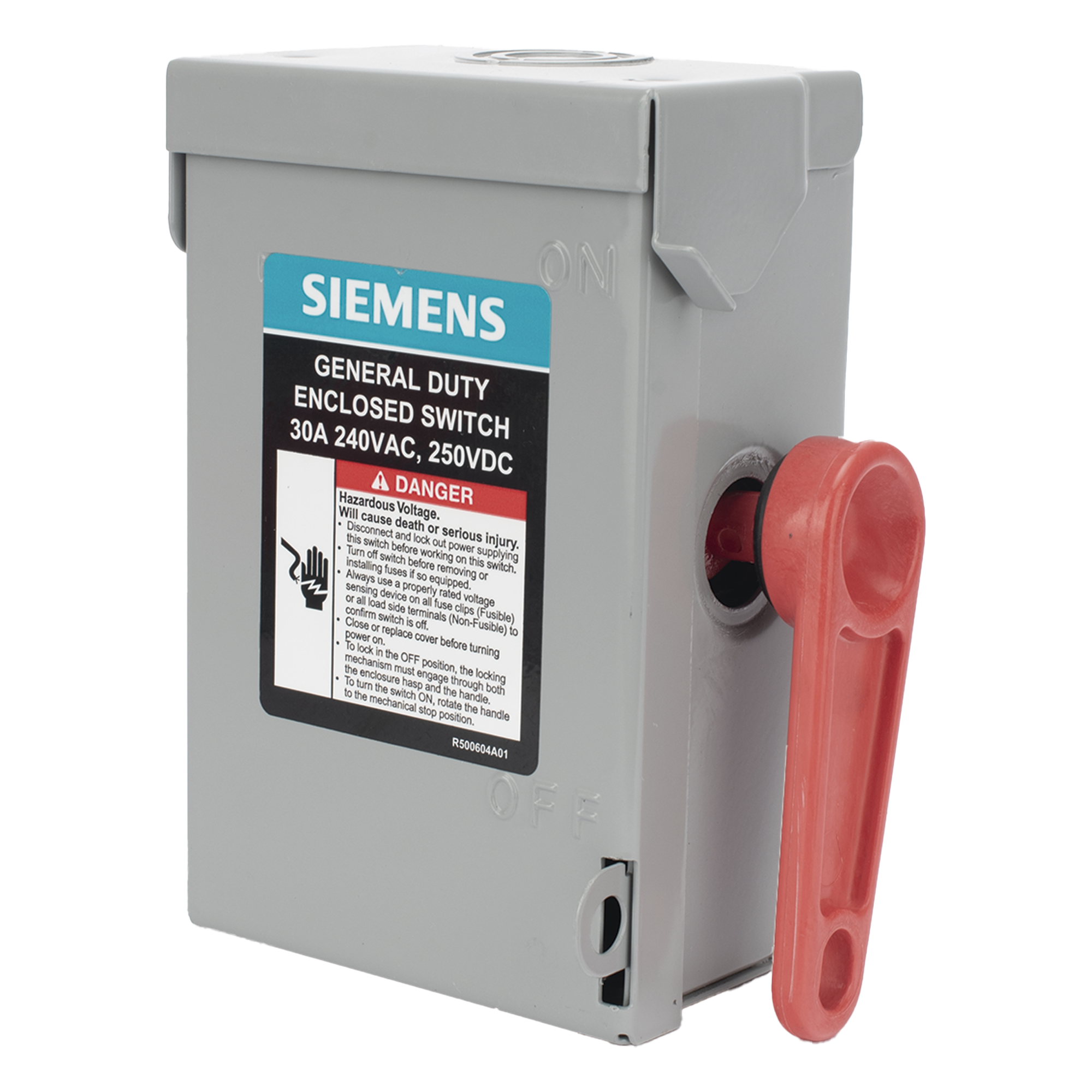 Interruptor de Seguridad / 240Vca / 2 Polos / 30A / NEMA 1 / Sin Portafusibles / 10k-100k AIC — SIEMENS · SKU GNF221A