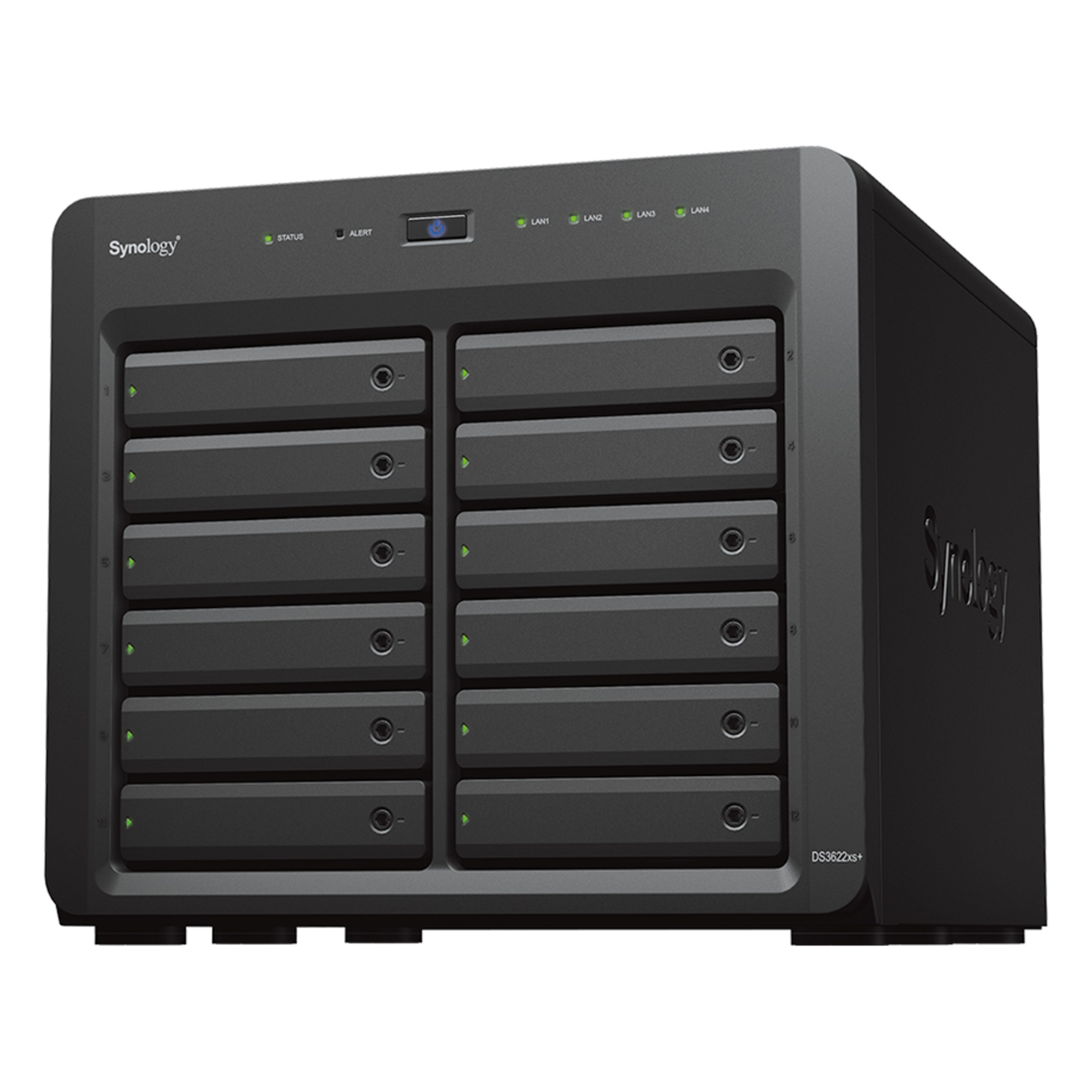 Servidor NAS Synology DiskStation DS3622xs+ | 12 Bahías | Intel Xeon 6 Núcleos | 16 GB DDR4 ECC | 10GbE RJ-45 | Expansión Hasta 36 Bahías | RAID F1, 0, 1, 5, 6, 10 | Caché NVMe SSD .