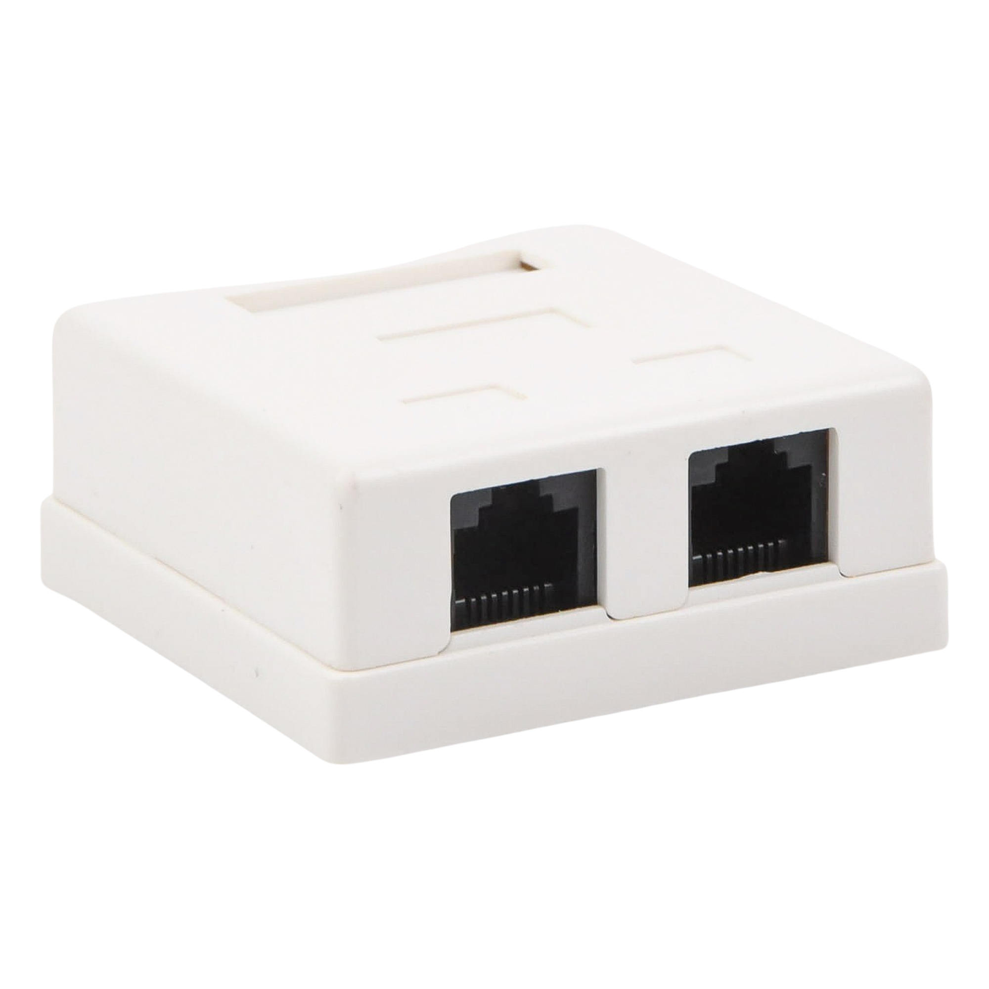 Caja de Pared / 2 Puertos / Cat5e / UTP / Superficial / T568A/T568B / 0 a 70°C