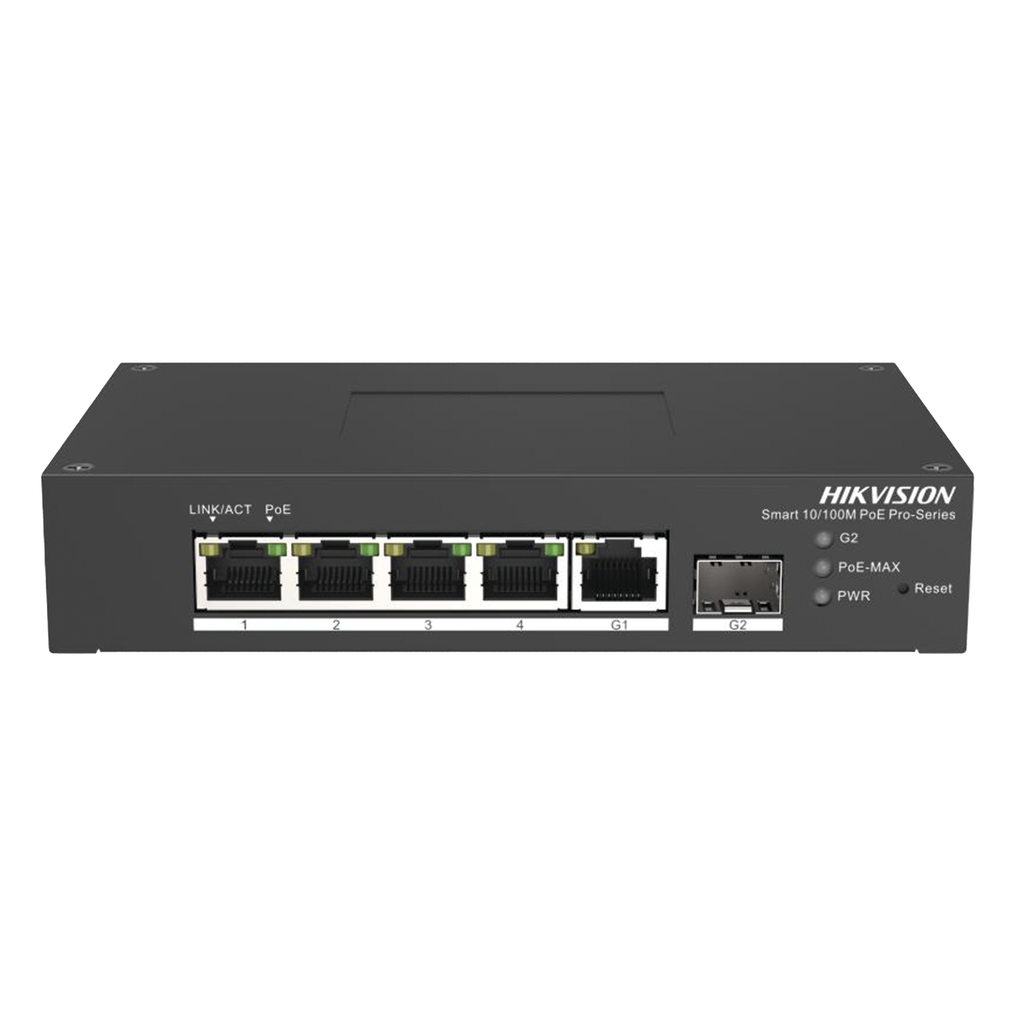 Switch PoE+ Industrial / 4 Puertos 10/100 Mbps / 1 Puerto Gigabit Uplink / 1 Puerto SFP / Alcance Extendido 300 m (984.3 ft) / 60 W / Gestión Cloud — HIKVISION · SKU DS-3T1306P-SI/HS