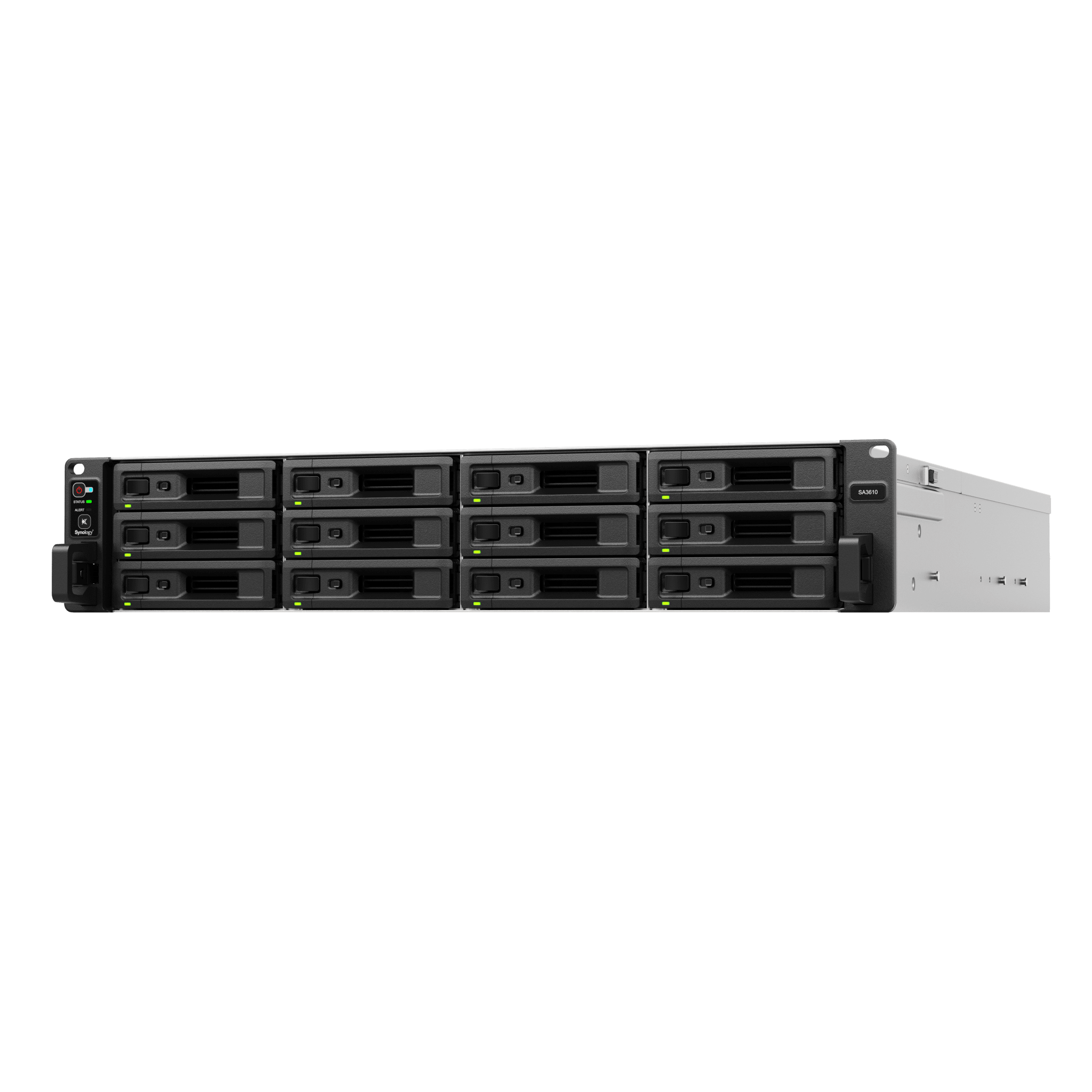 Servidor de Almacenamiento / 12 Bahías / Expansible a 96 Bahías / 1.728 PB / 6,200/3,000 MB/s / 10GbE / DDR4 ECC 16 GB — SYNOLOGY · SKU SA3610