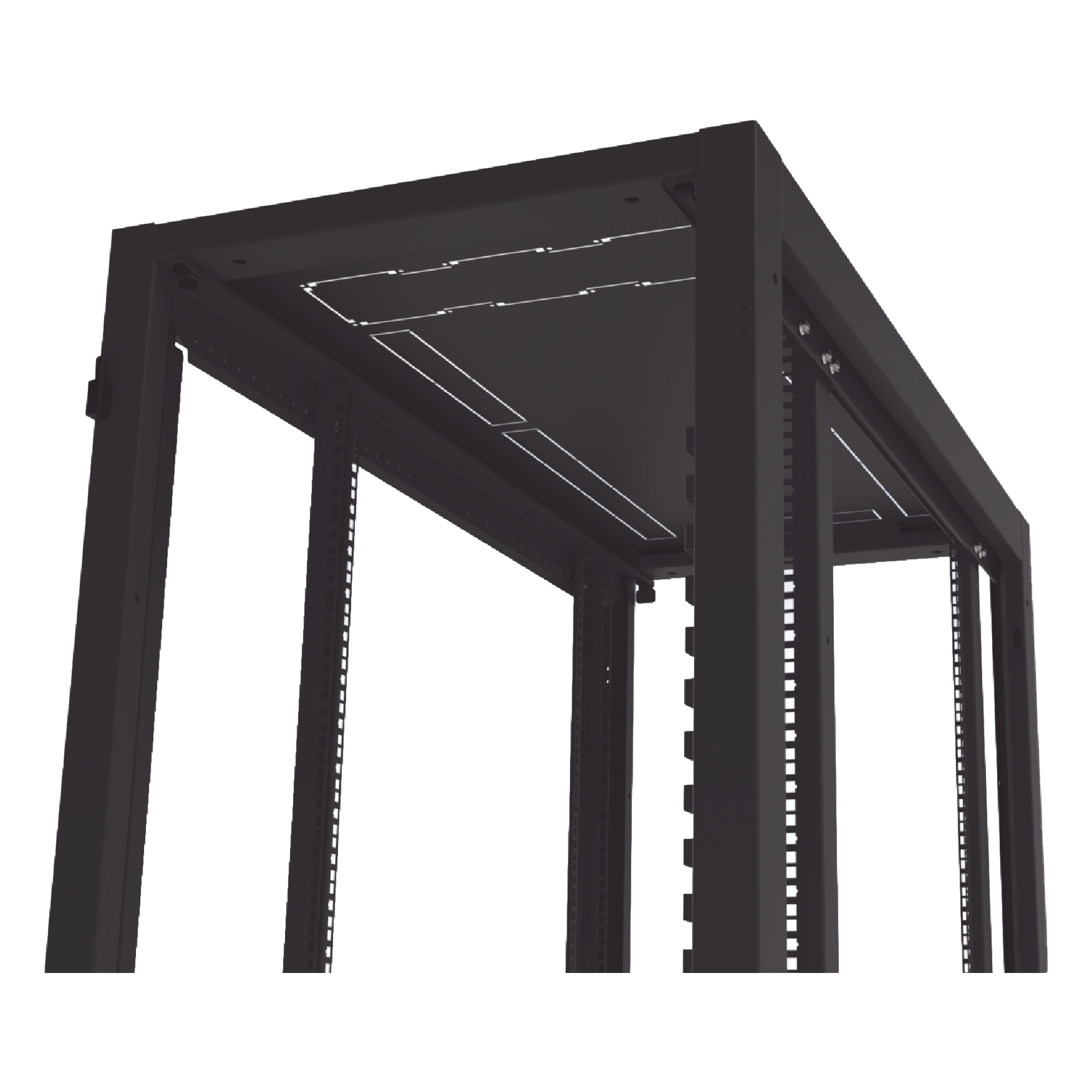 Gabinete de Piso para Telecomunicaciones / 45 UR / 1200 mm (3.94 ft) Profundidad / Carga 1300 kg / Puerta con Cristal Templado / 4 Postes Ajustables