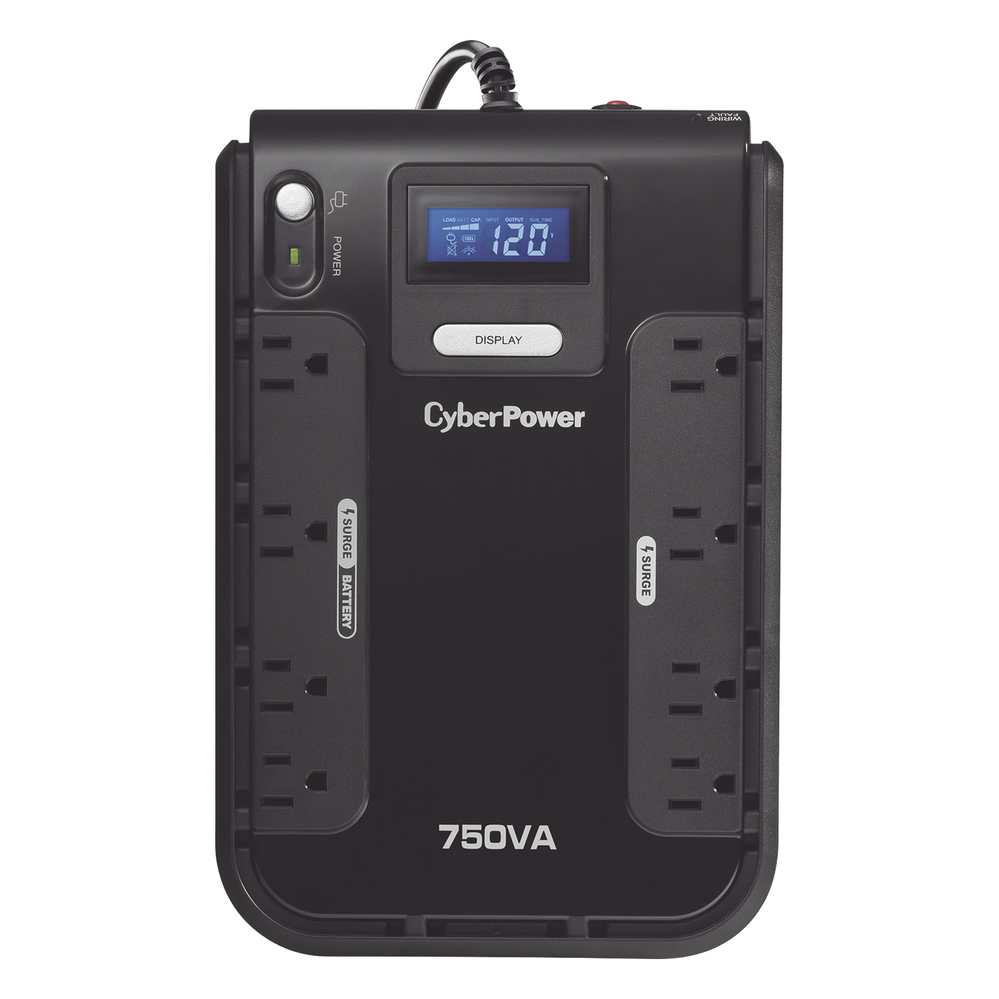 UPS de 750 VA/420 W, Topología Standby, Entrada 120 Vca NEMA 5-15P, Tipo Gabinete Compacto, Con 8 Tomas NEMA 5-15R