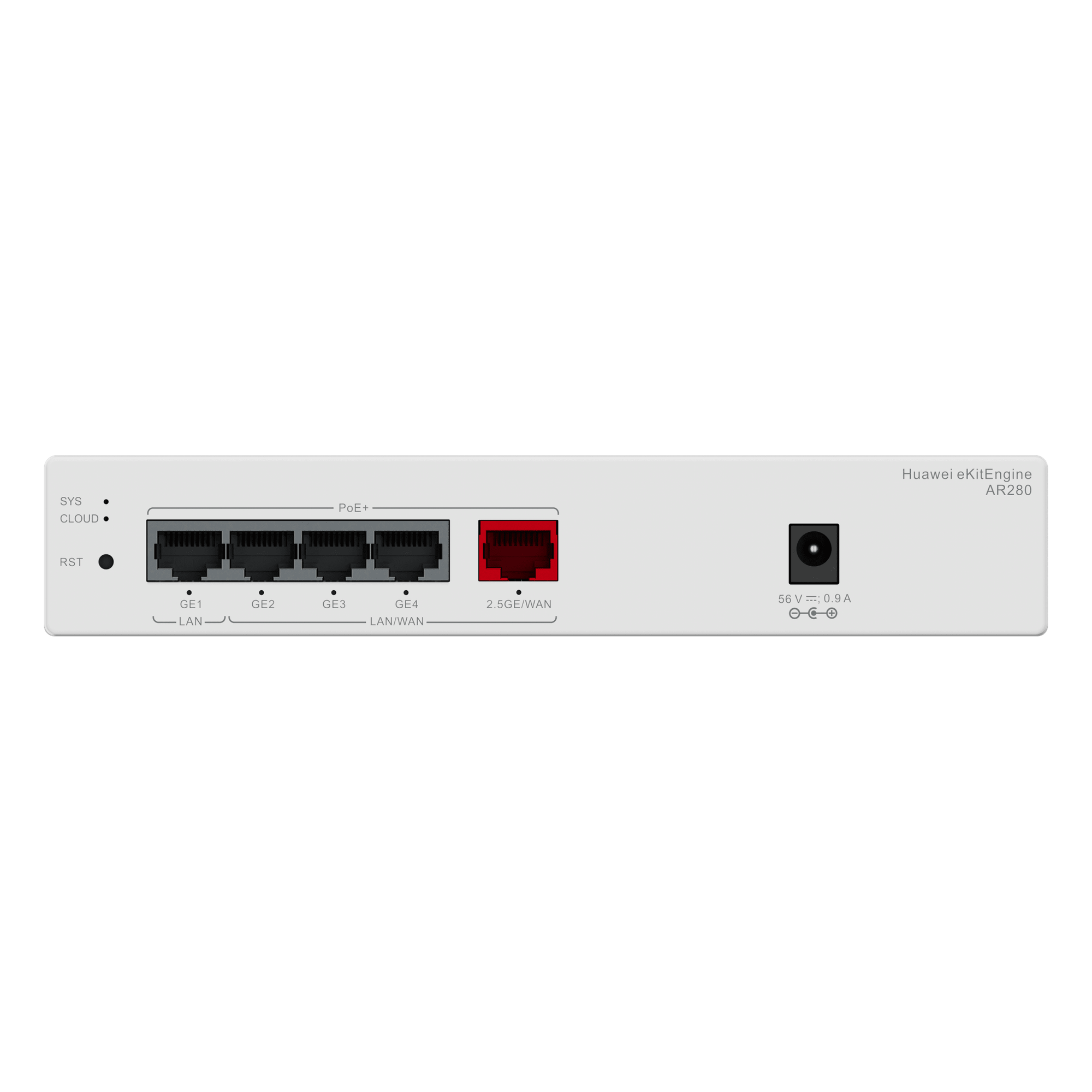 Router Multiservicio / 2.5 Gbps WAN / 5 Puertos PoE+ / 41W Presupuesto PoE / Controladora 16 APs / 150 Clientes / Gestión en la Nube — HUAWEI · SKU AR280