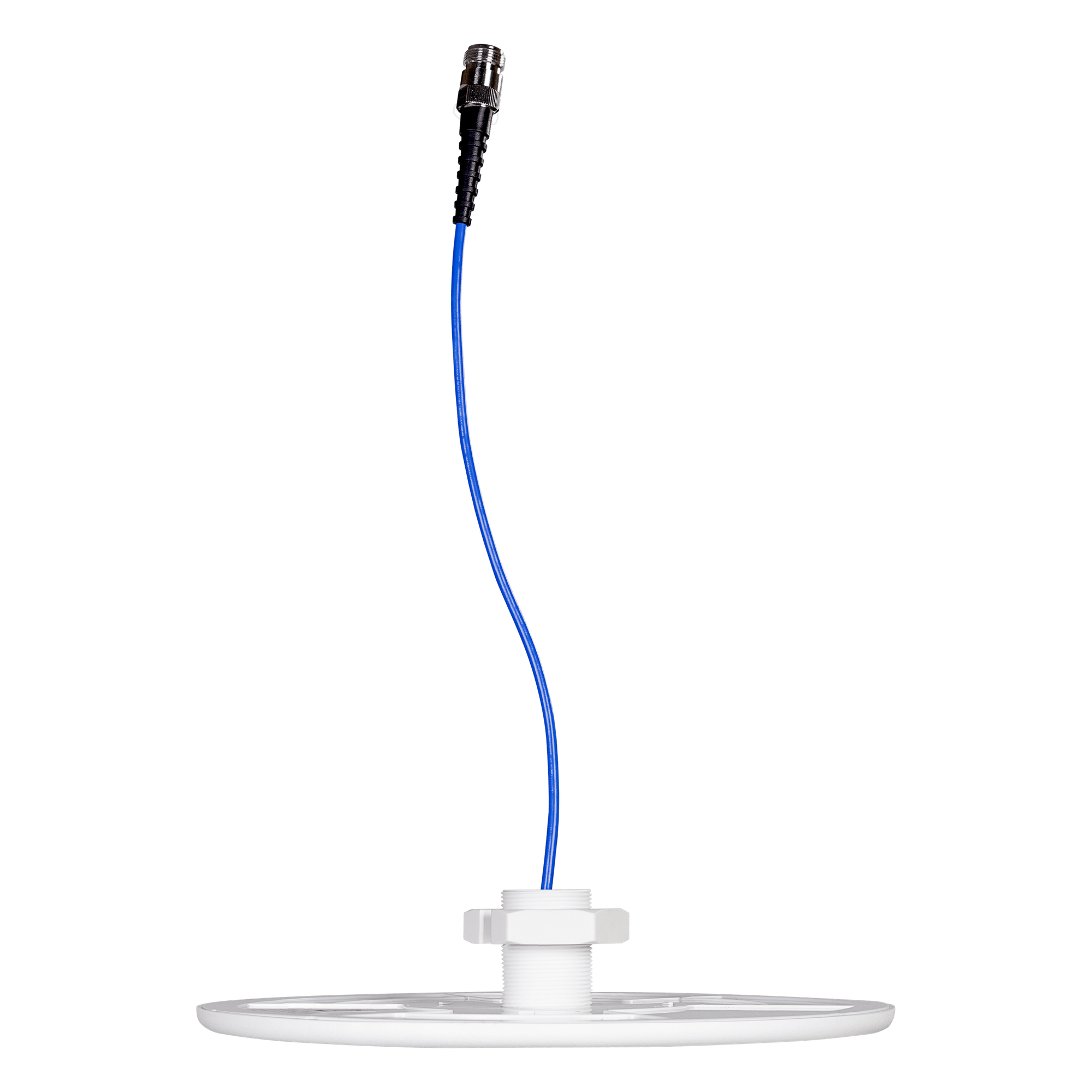 Antena Omnidireccional de Techo Interior / Multibanda 600-6000 MHz / 5 Bandas Celulares y WiFi / Ultra Bajo Perfil 8 mm / Ganancia 4-7 dBi / Cable Plenum 30 cm (11.8 in) / Conector N-Hembra