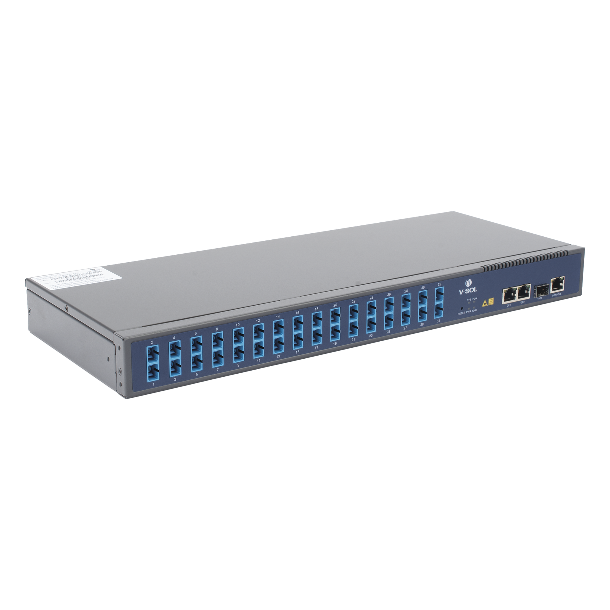 OLT de 1 GPON puerto con Splitter de 1 a 32 SC/UPC Incluido  + 3 puertos Uplink (2 puertos Gigabit Ethernet + 1 puerto SFP/SFP+) , hasta 128 ONUS