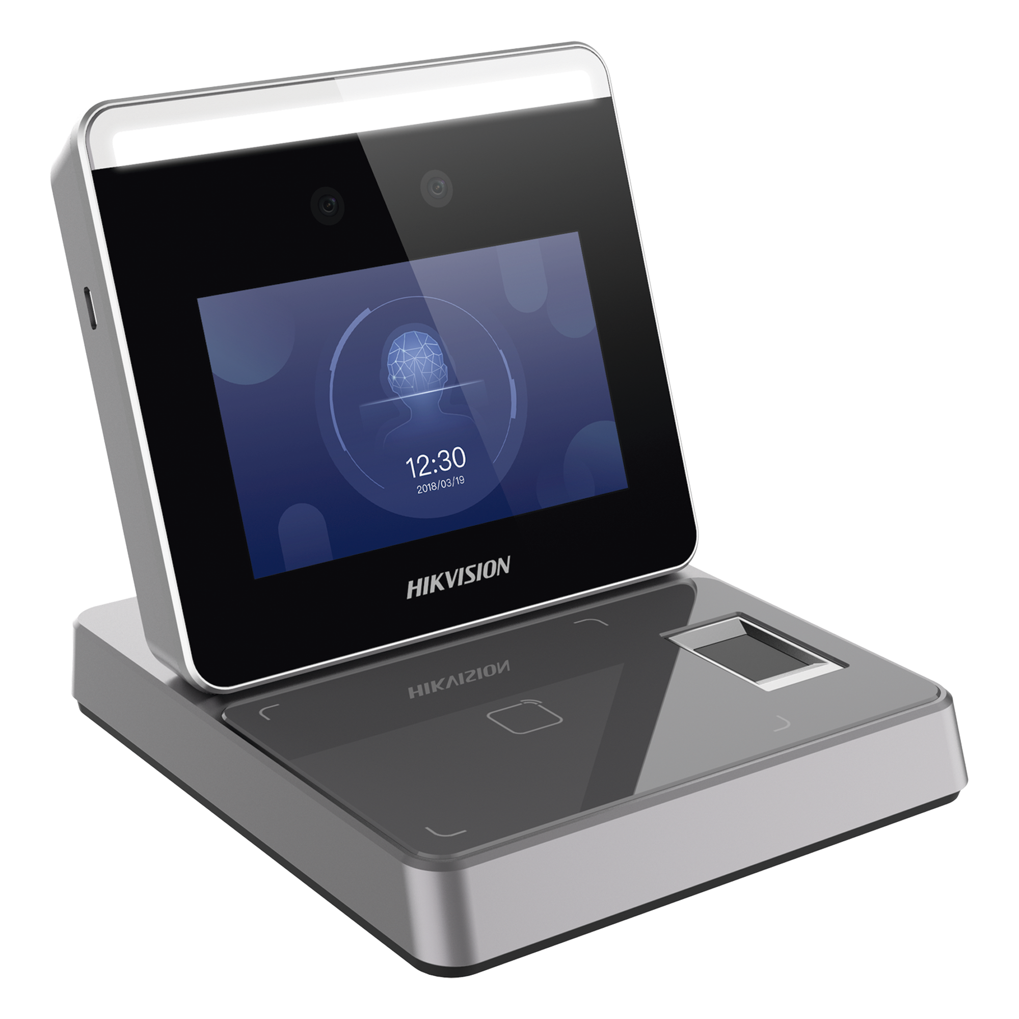 Enrolador IP Biométrico / Pantalla 3.97" HD / Reconocimiento Facial 0.2s / MIFARE EM DESFire FeliCa / TCP/IP / Interior / -10°C a +50°C (14°F a +122°F) — HIKVISION · SKU DS-K1F600U-D6E-F