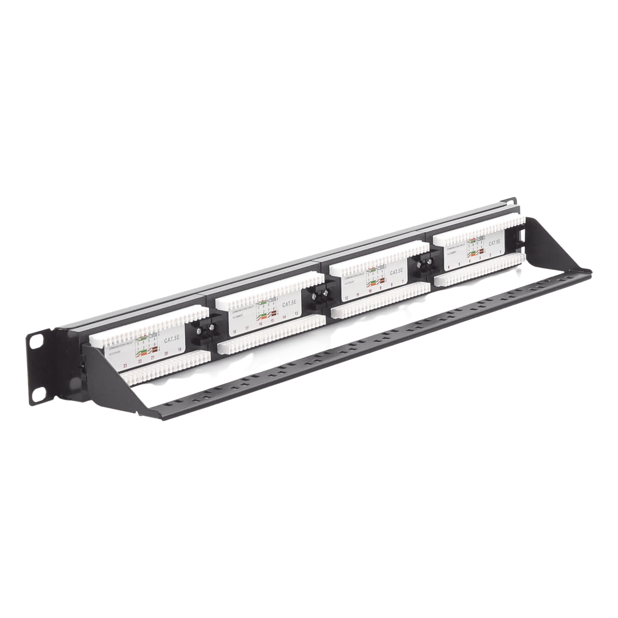 Panel de Parcheo de Impacto (110) UTP de 24 Puertos Cat5e, 19 Pulgadas con Barra para Organizar Cable