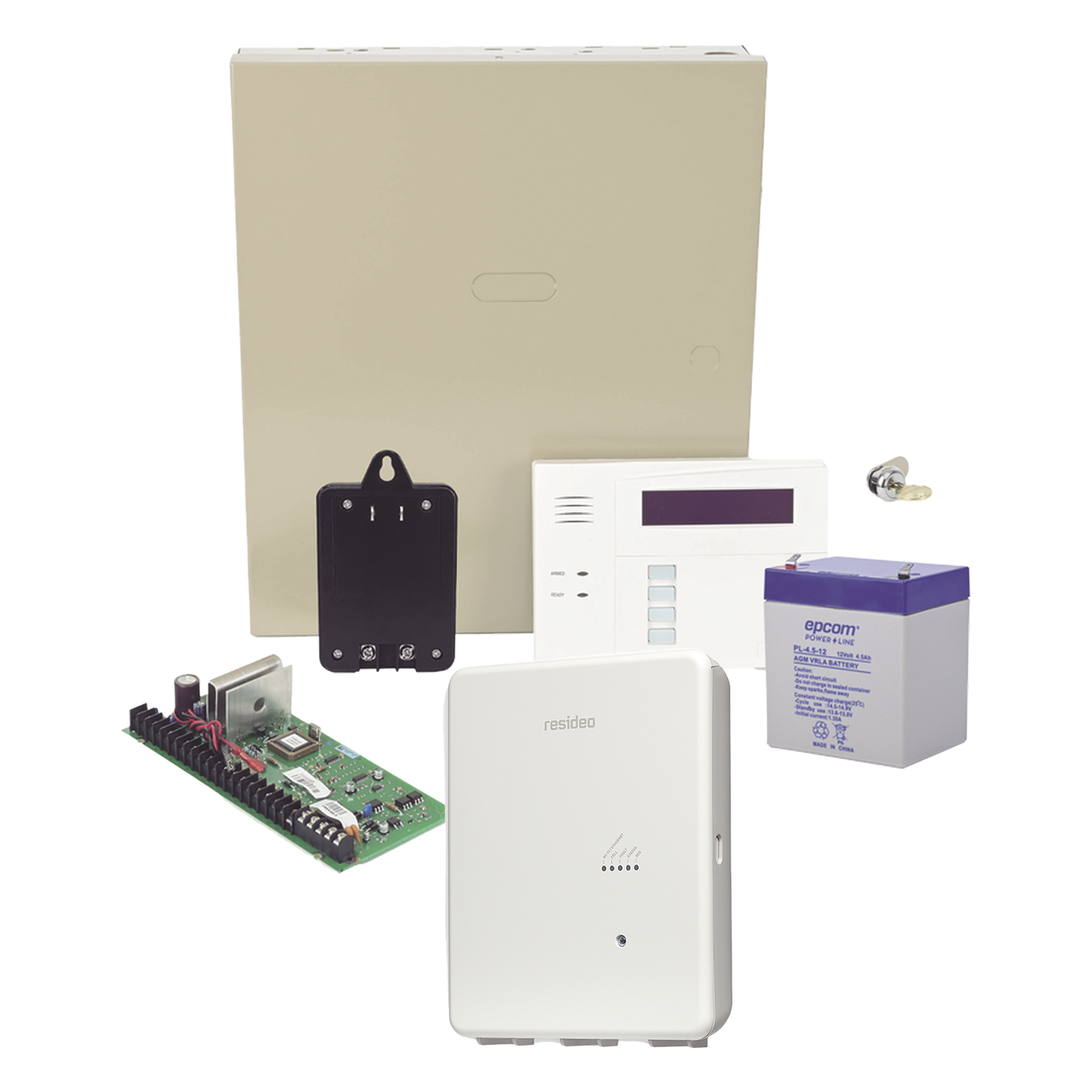 Kit Panel de Alarma IP / 48 Zonas / 40 Inalámbricas y 8 Alámbricas / 3 Particiones / Comunicador IP / Teclado Alfanumérico con Receptor 6160RF — HONEYWELL HOME RESIDEO · SKU VISTA48/IPCOM