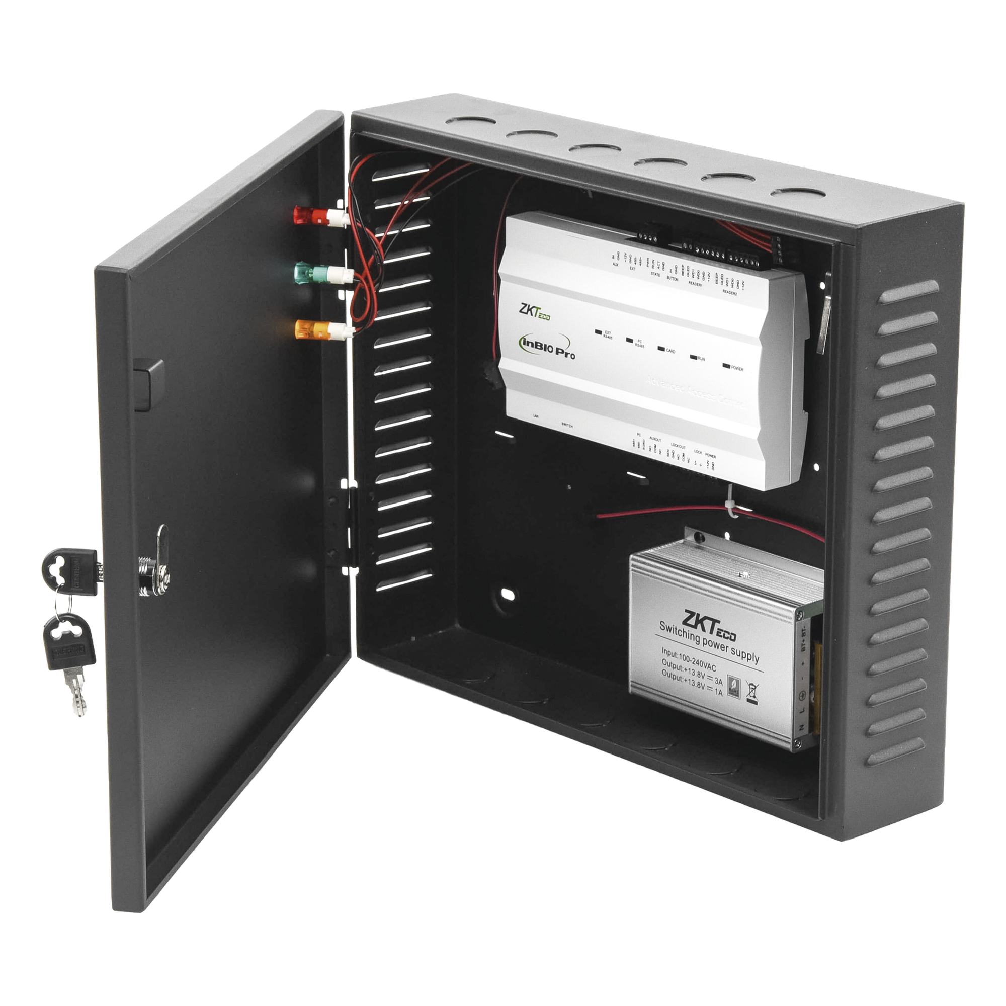 Controlador de Acceso 1 Puerta / 20,000 Huellas / 30,000 Tarjetas / TCP-IP / Sincronización Push / Memoria SD 32 GB / Fuente 12V CC 5A — ZKTECO · SKU INBIO160PRO20K