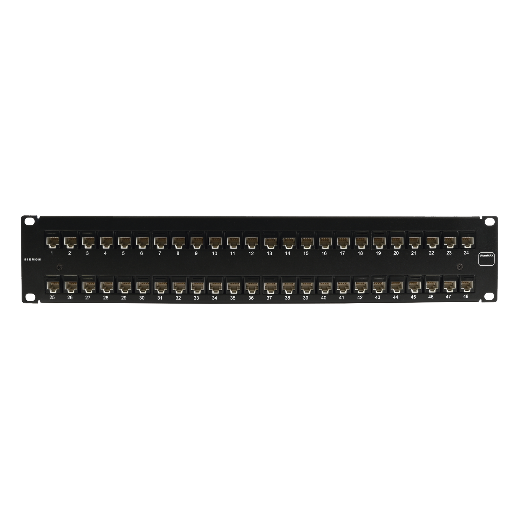 Patch Panel / UTP Cat6A / 48 Puertos / Plano / 2U / Rack 19' — SIEMON · SKU UP6A-F2-48L-RS