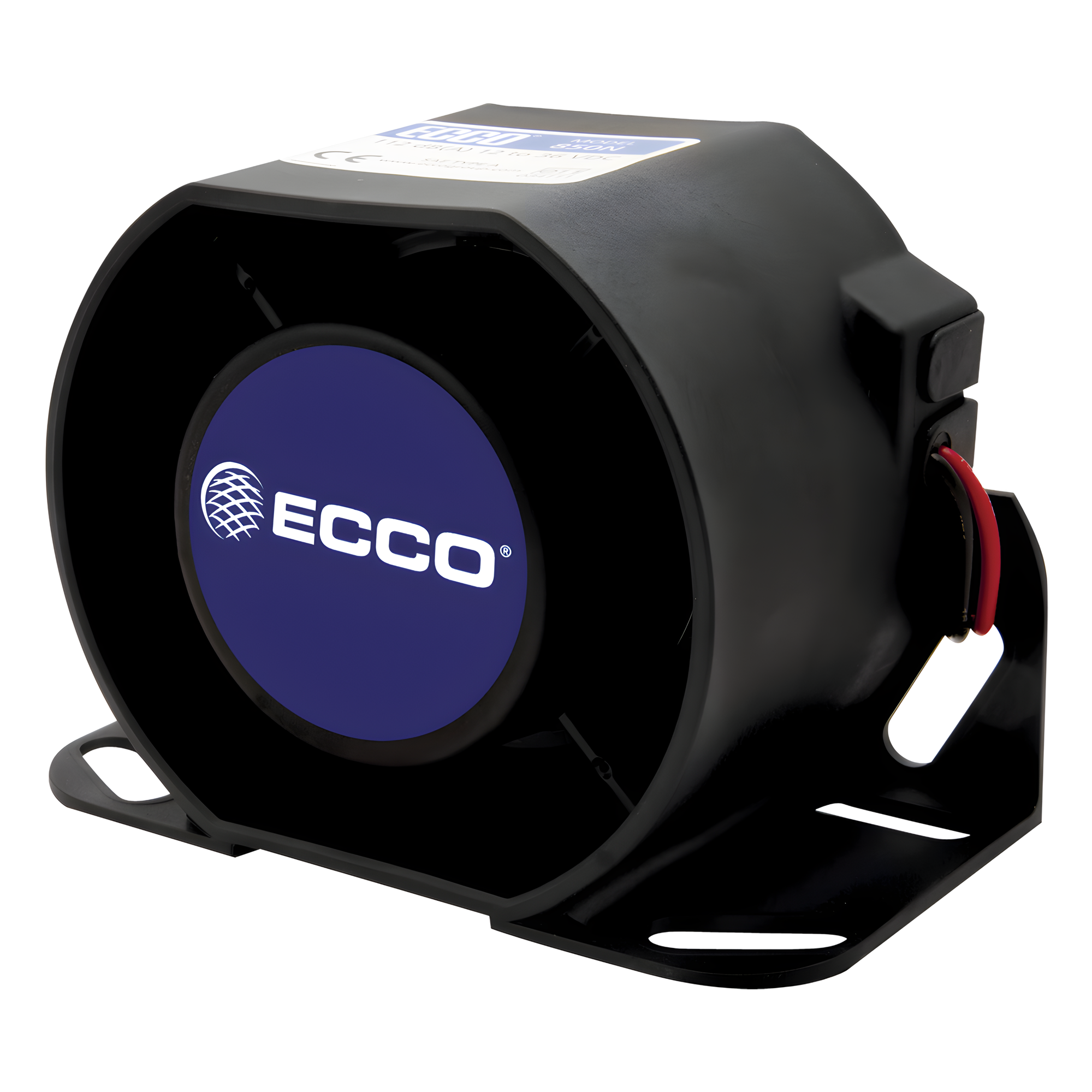 Alarma de Reversa Vehicular / 112 dB(A) / 12-36 VDC / Carcasa de Acero / Sellado Epoxi / 5.7" de Ancho — ECCO · SKU 850N