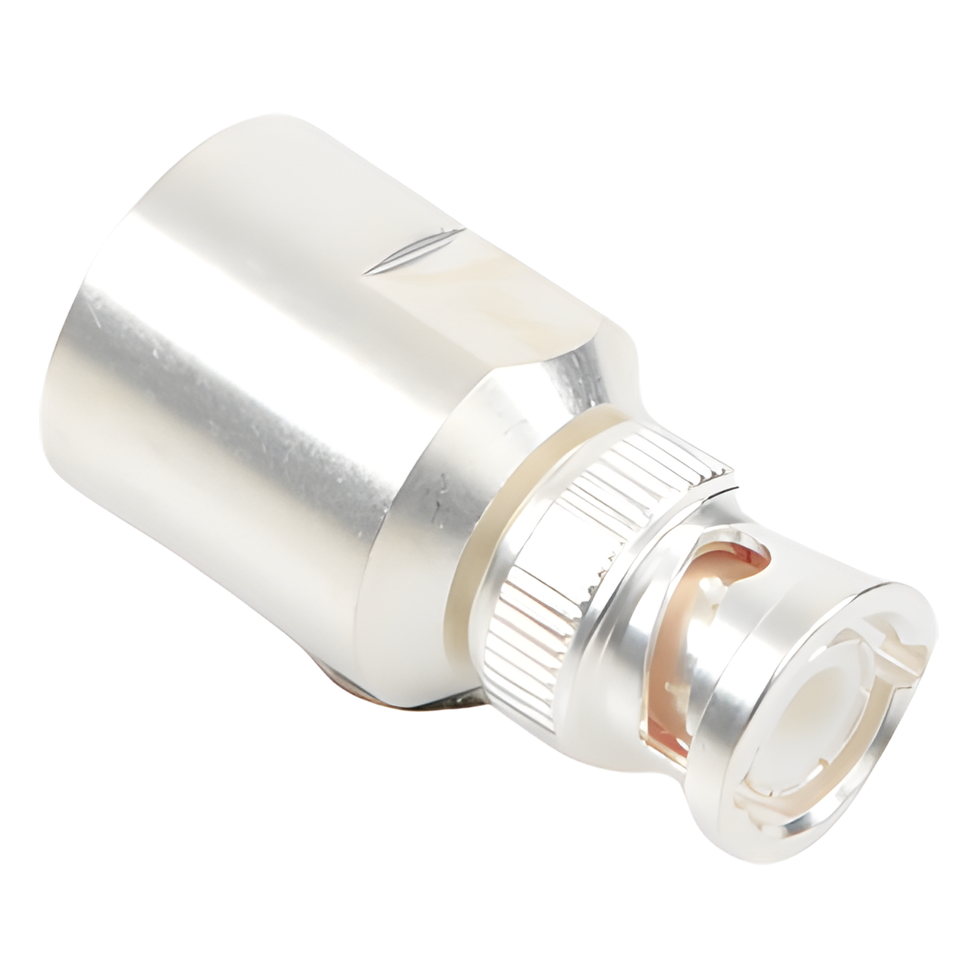Conector Coaxial BNC Macho / Ensamble por Rosca / Cuerpo Bronce Plateado / Contacto Oro / Aislante Teflón / Cables RG8/U, LMR-400, CNT-400