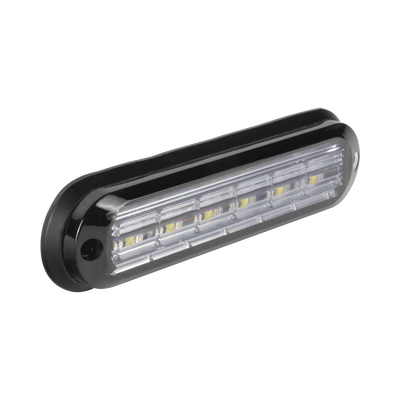 Luz Auxiliar Ultra Brillante  IP67 de 6 LEDs, Color Rojo/Azul, con mica transparente y bisel negro
