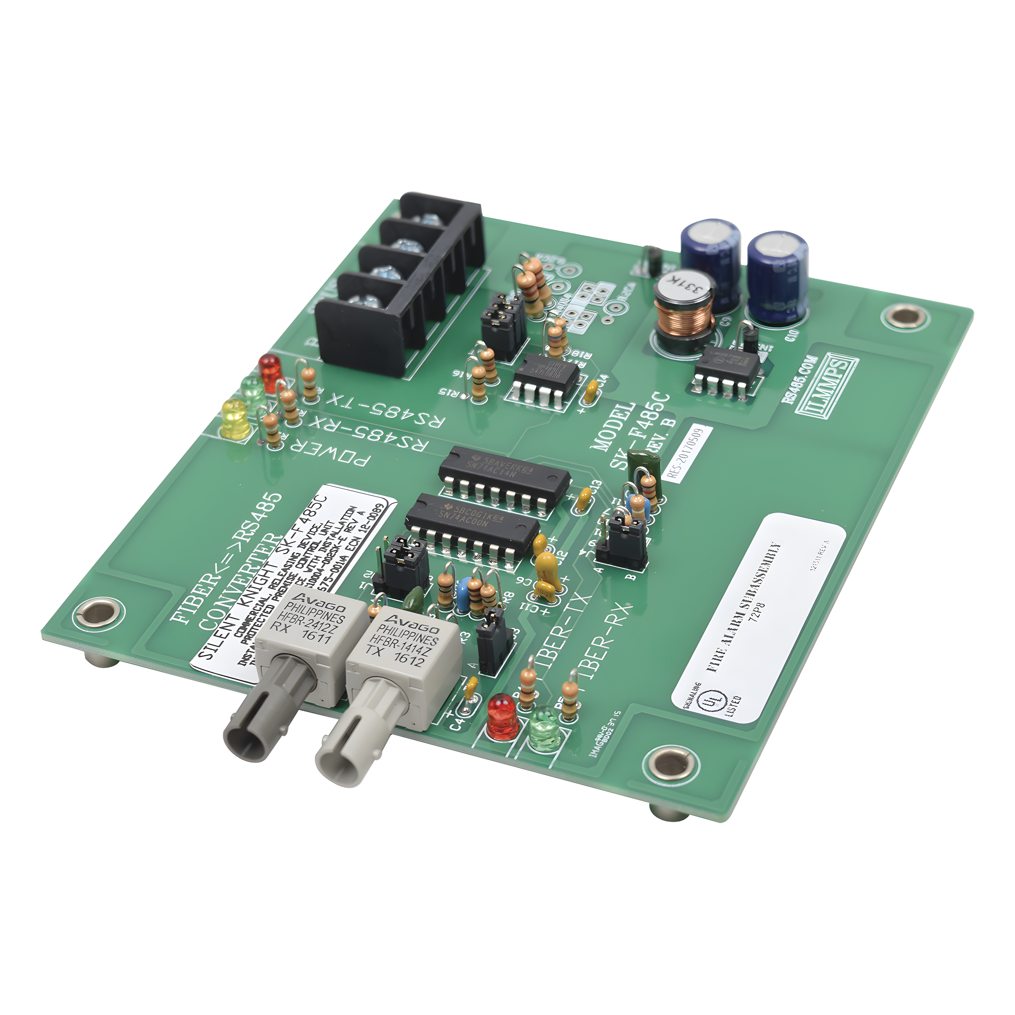 Conversor de Medios / SBUS Cobre a Fibra Óptica / ST Dúplex / Multimodo 62.5 µm / 115.2 kbps / Alcance 1.6 km (5250 ft) — SILENT KNIGHT BY HONEYWELL · SKU SKF485C