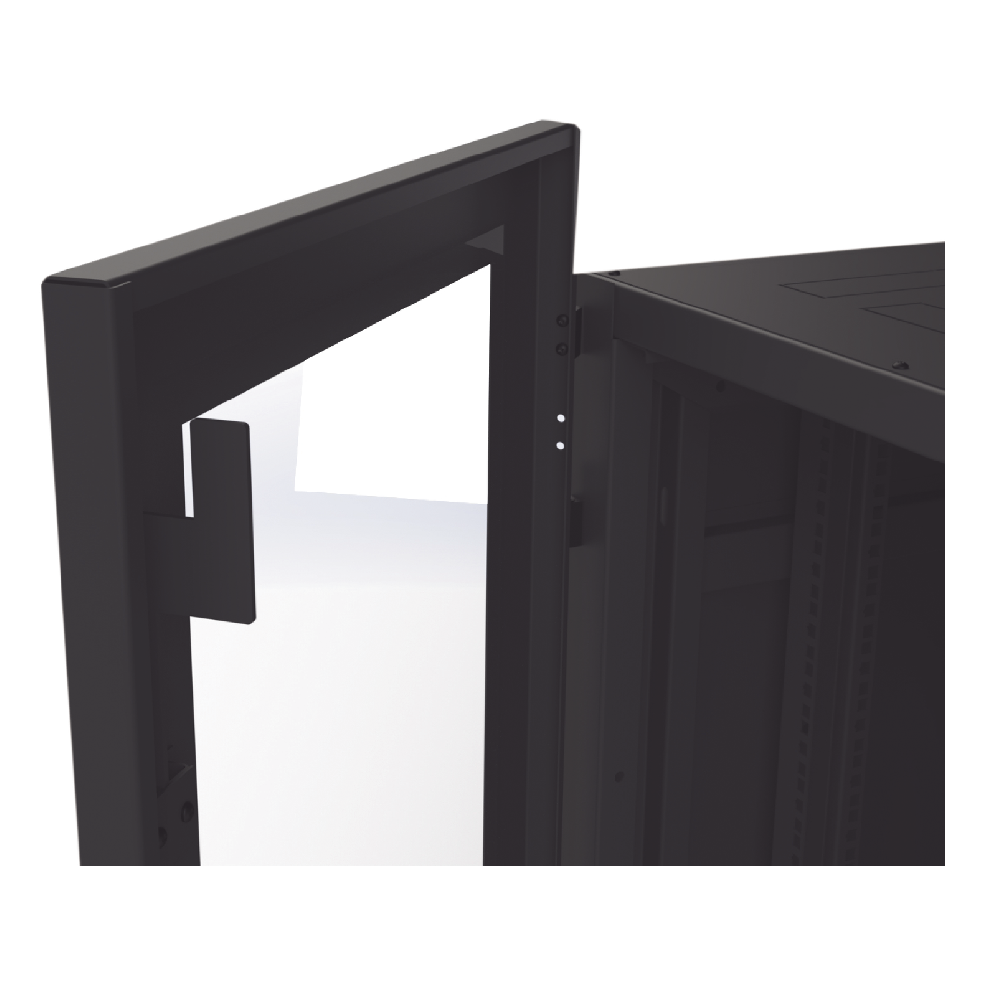 Gabinete de Piso para Telecomunicaciones / 45 UR / 1200 mm (3.94 ft) Profundidad / Carga 1300 kg / Puerta con Cristal Templado / 4 Postes Ajustables