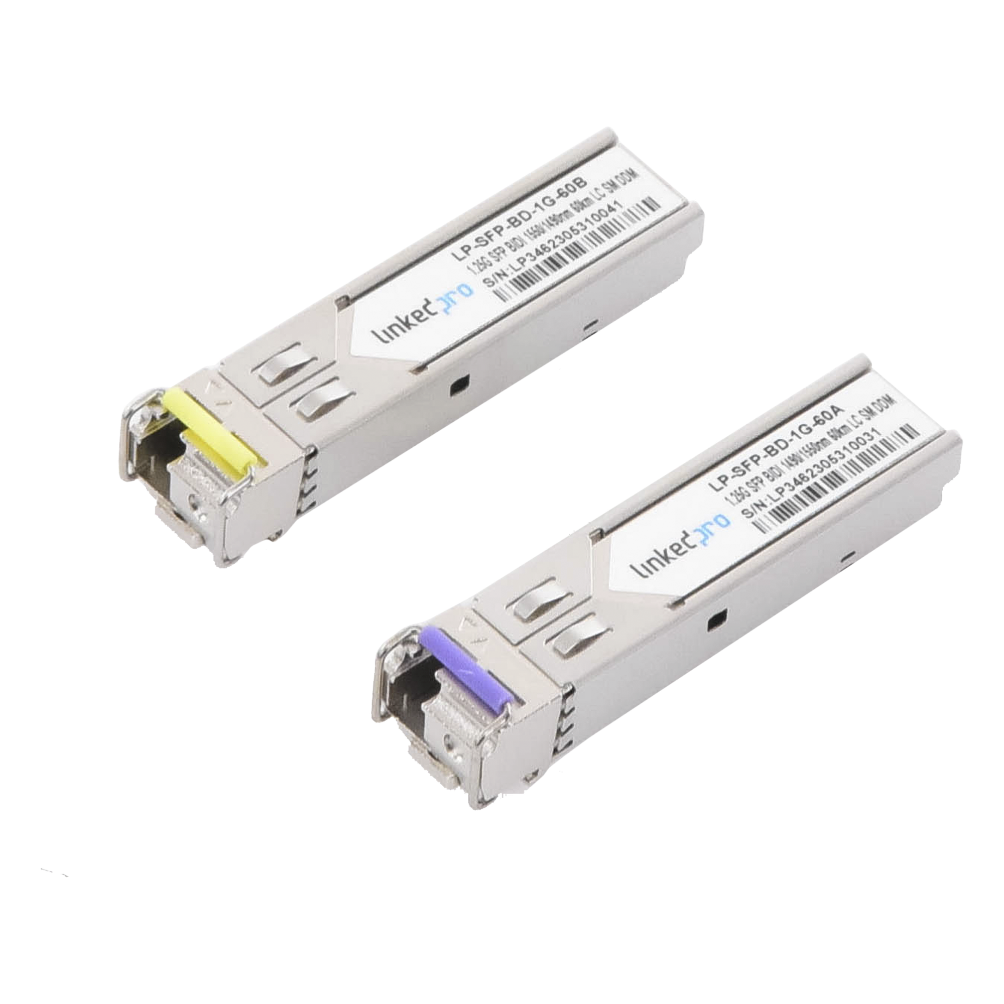 Transceptor Óptico SFP Bidireccional / 1.25 Gbps / Monomodo / 60 km (196.8 ft) / 1490 & 1550 nm / LC/UPC Simplex / DDM / Hot-Plug / 2 Piezas — LINKEDPRO BY EPCOM · SKU LP-SFP-BD-1G-60